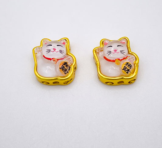 Chinese Maneki Neko Money Lucky Cat Charm Bead