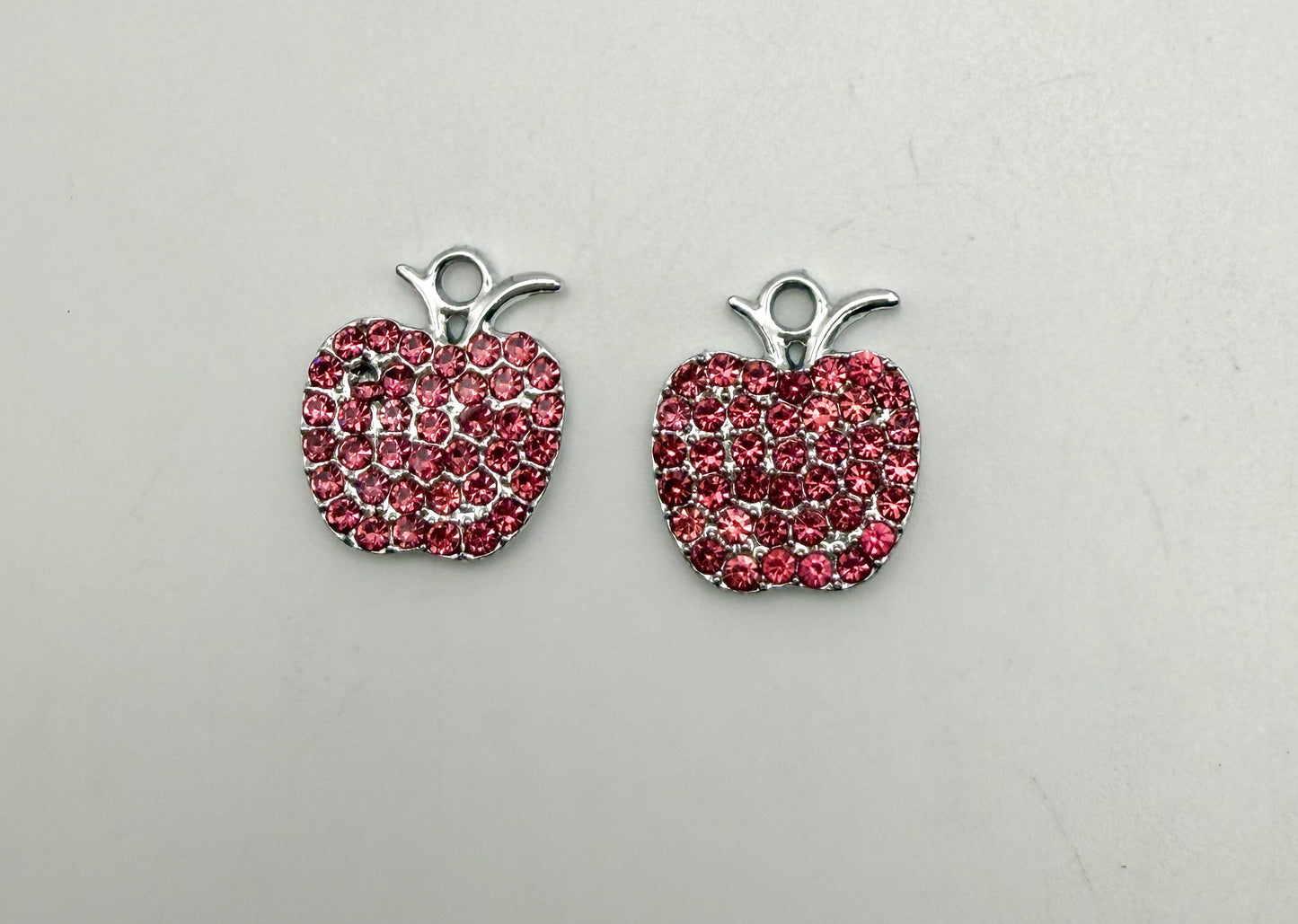 Silver Bling Apple Metal Charm