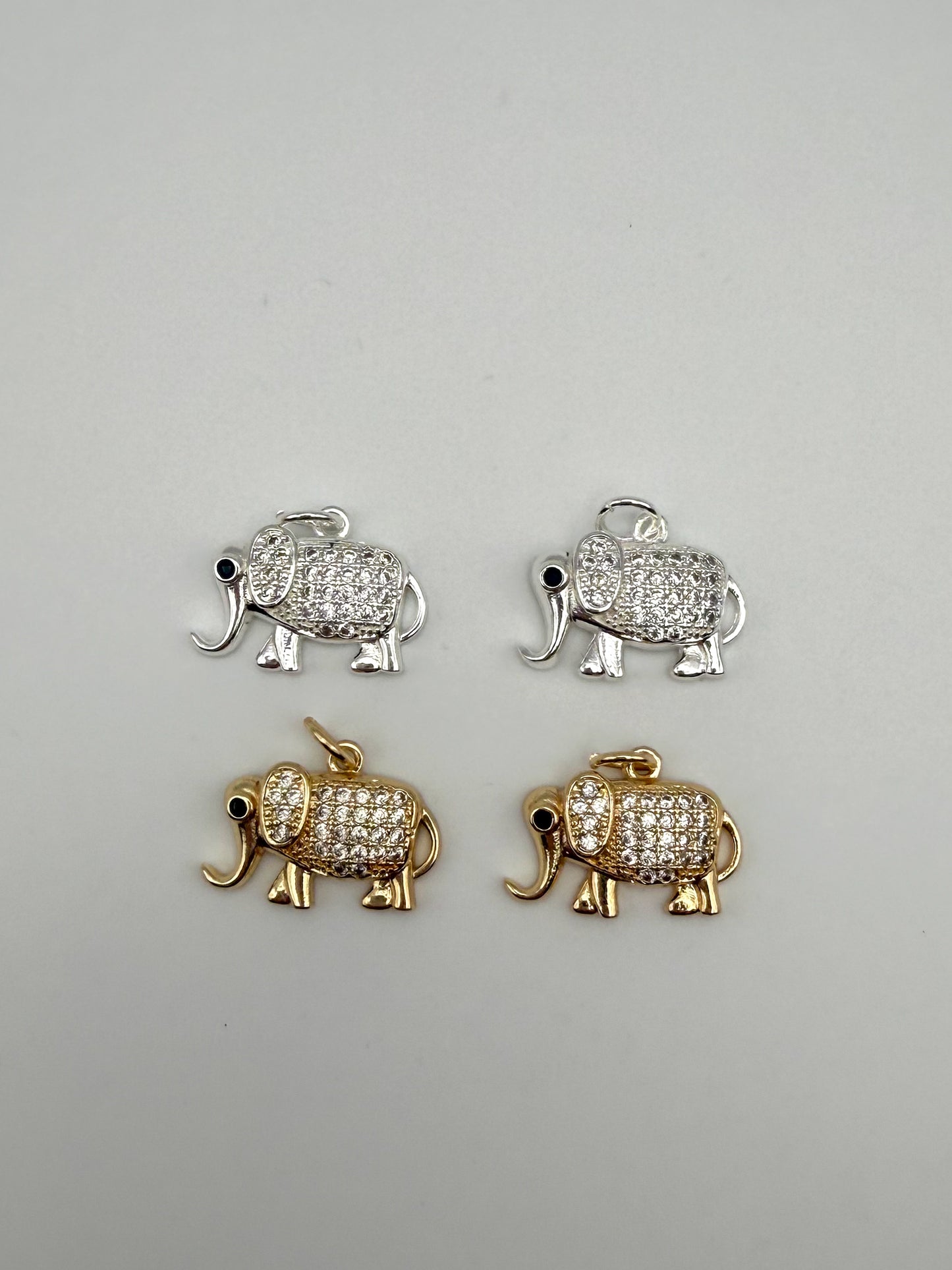 Bling Gold & Silver Elephant Metal Charm Pendants