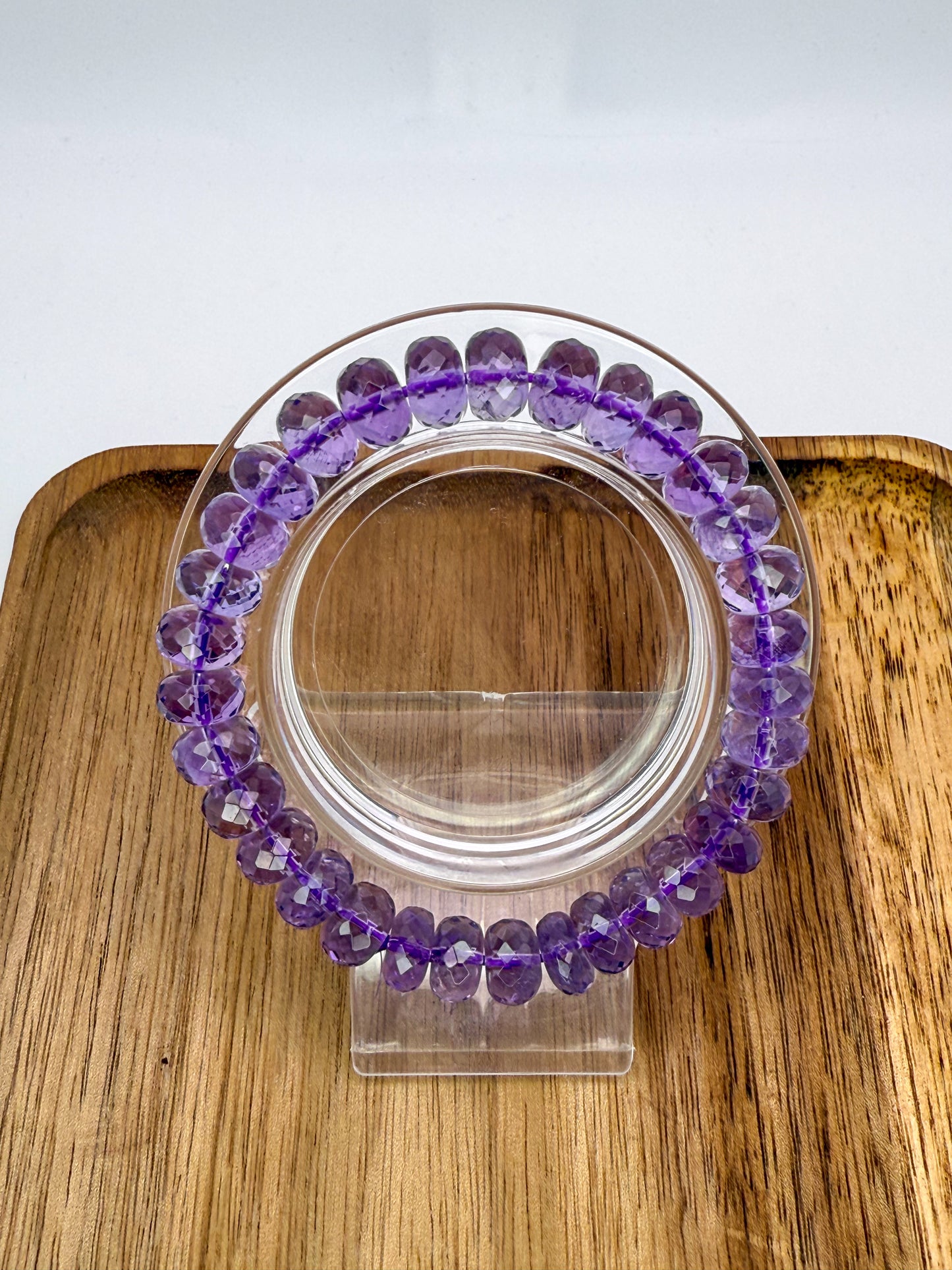 High Quality Natural Amethyst Faceted Donut Shaped Beaded Bracelet