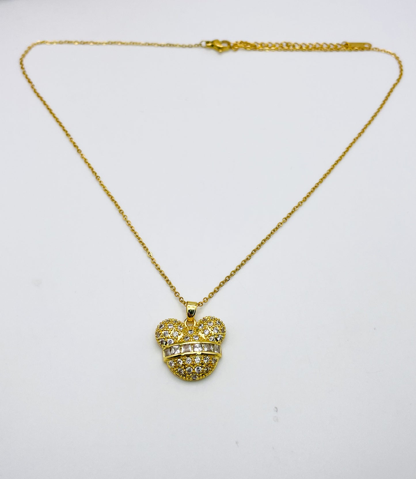 Bling Out Micky Head S925 Sterling Gold & Silver Necklace