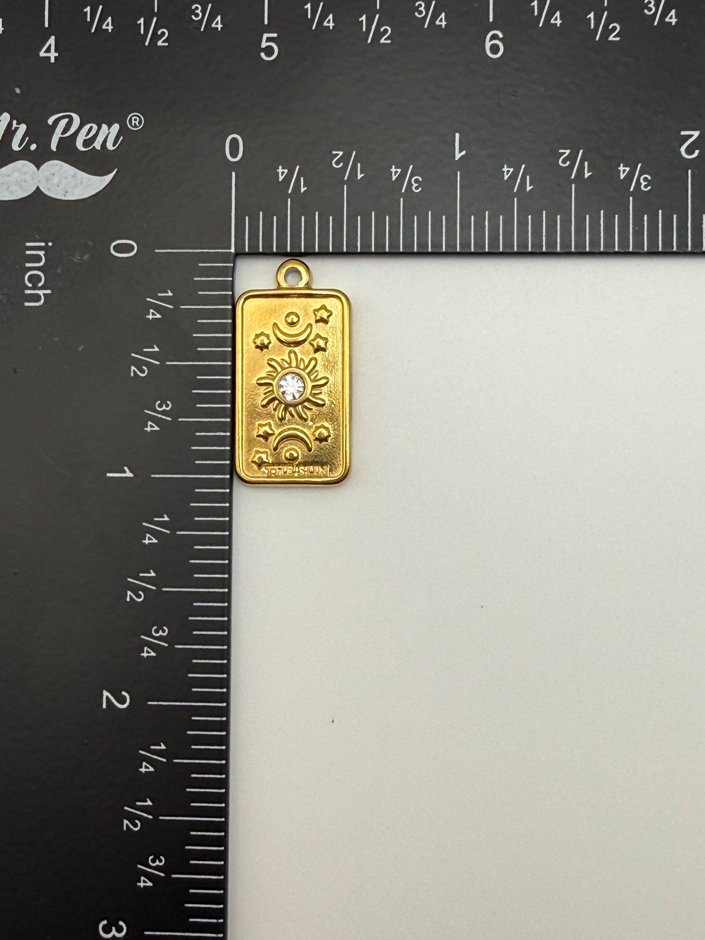 Stainless Steel Gold ‘The Sun’ Card Charm Pendant