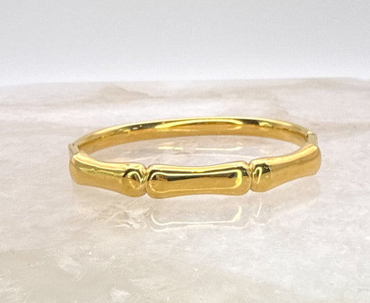Gold Stainless Steel Shiny Bamboo Bangle Bracelet