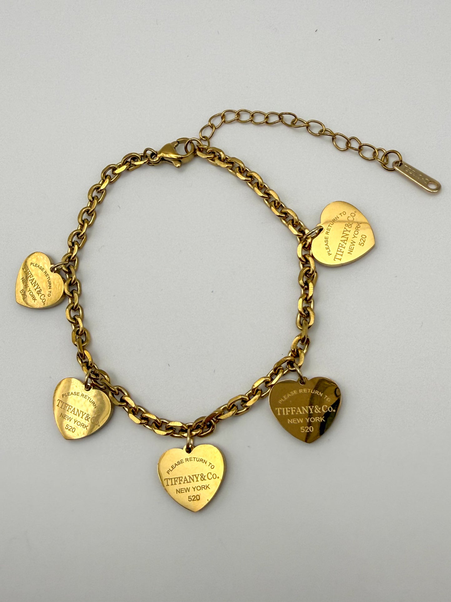 Gold & Silver T&Co Dangle Charm Chain Bracelet