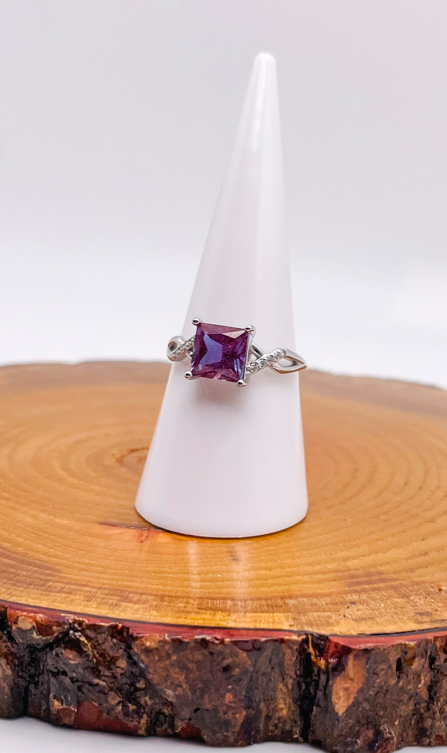 Sterling Silver Alexandrite Square Infinity Adjustable Ring