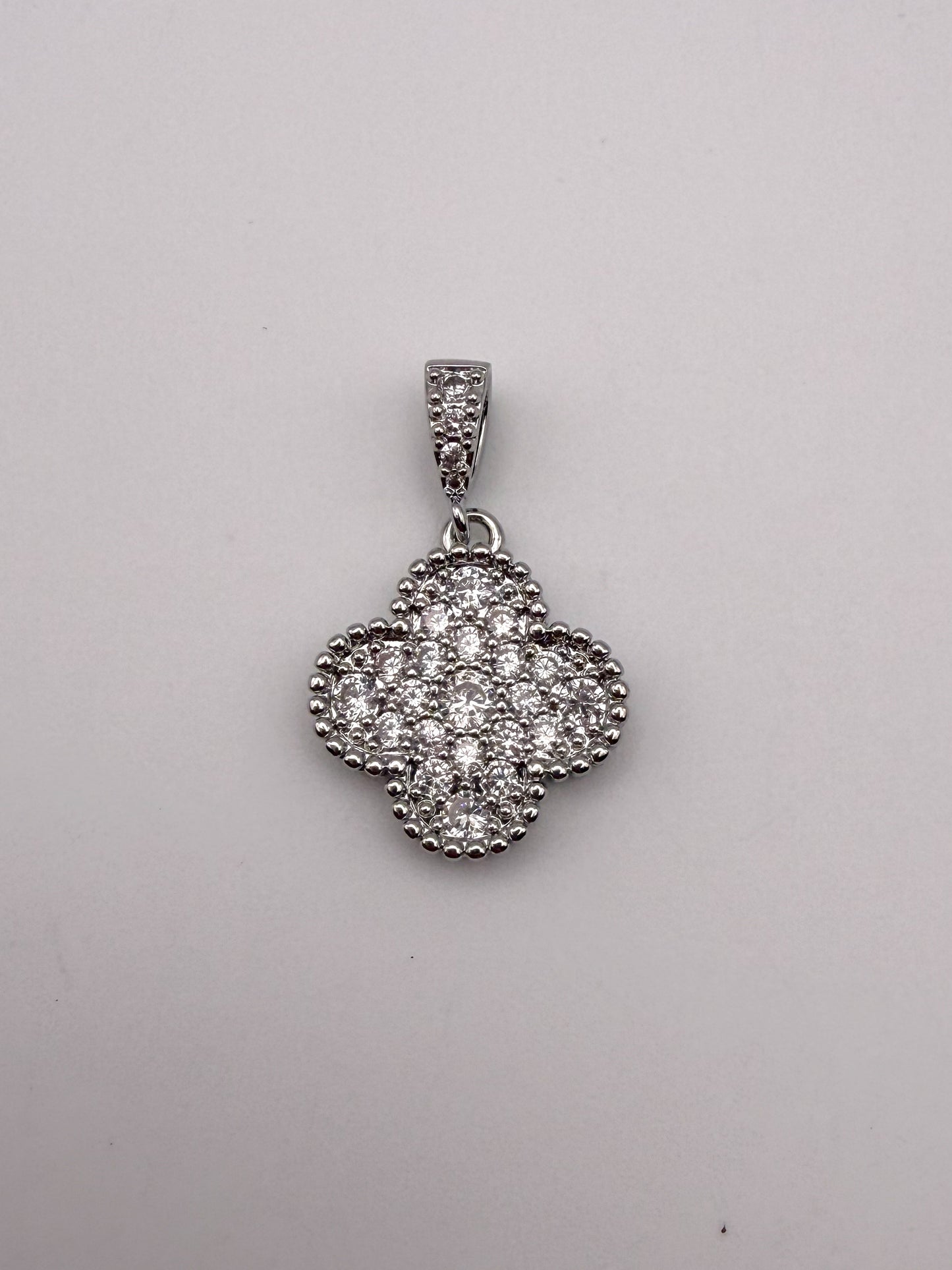 Gold & Silver Zircon Covered Clover  Charm Pendants