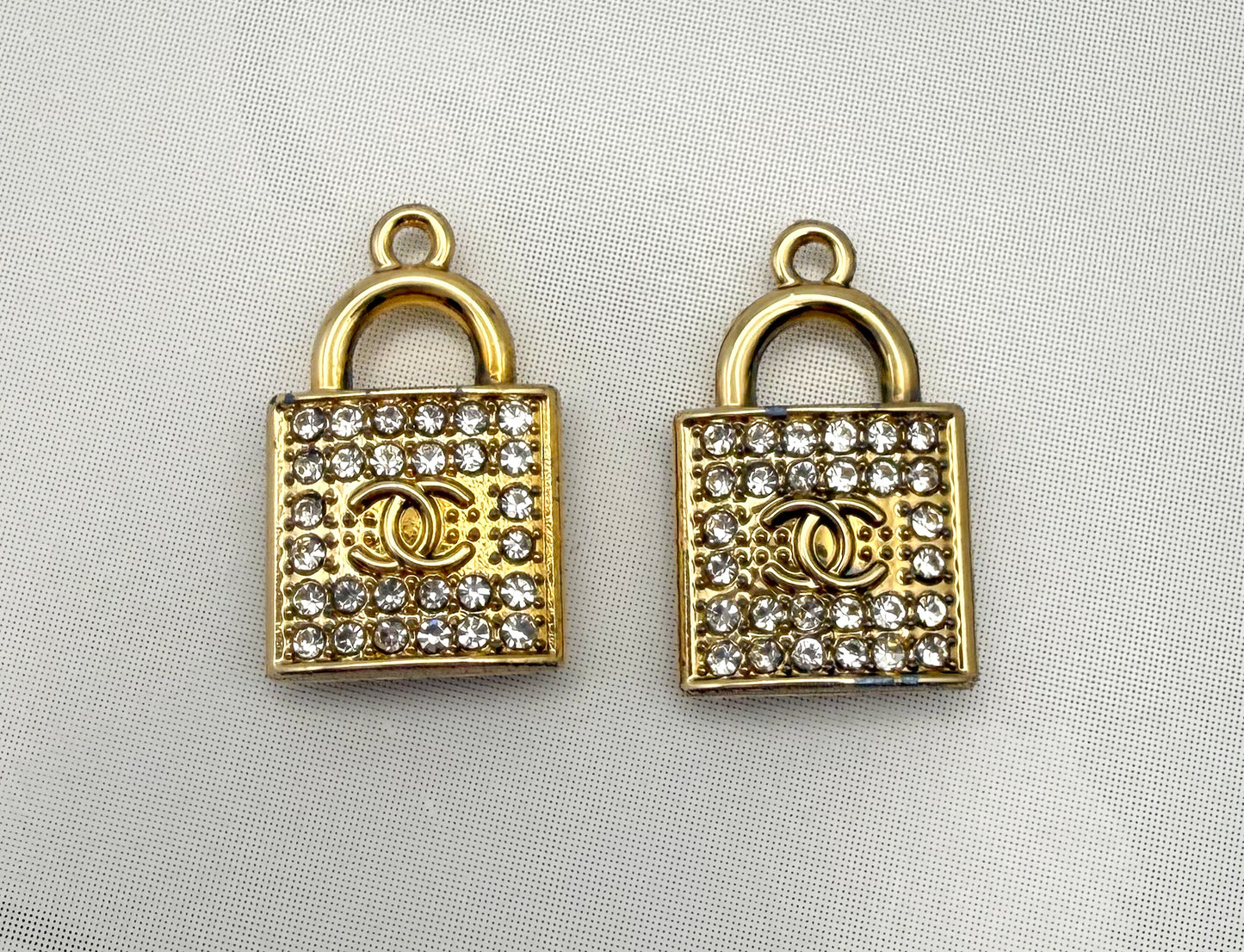 CC Rhinestone Lock Metal Charms