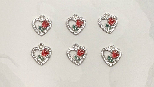 Silver Heart of Roses DIY Metal Charm Set