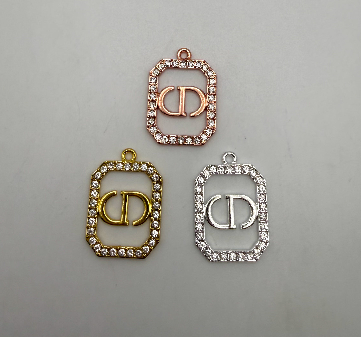 CDior Designer Multi Color Rhinestone covered DIY Metal Charm Pendant