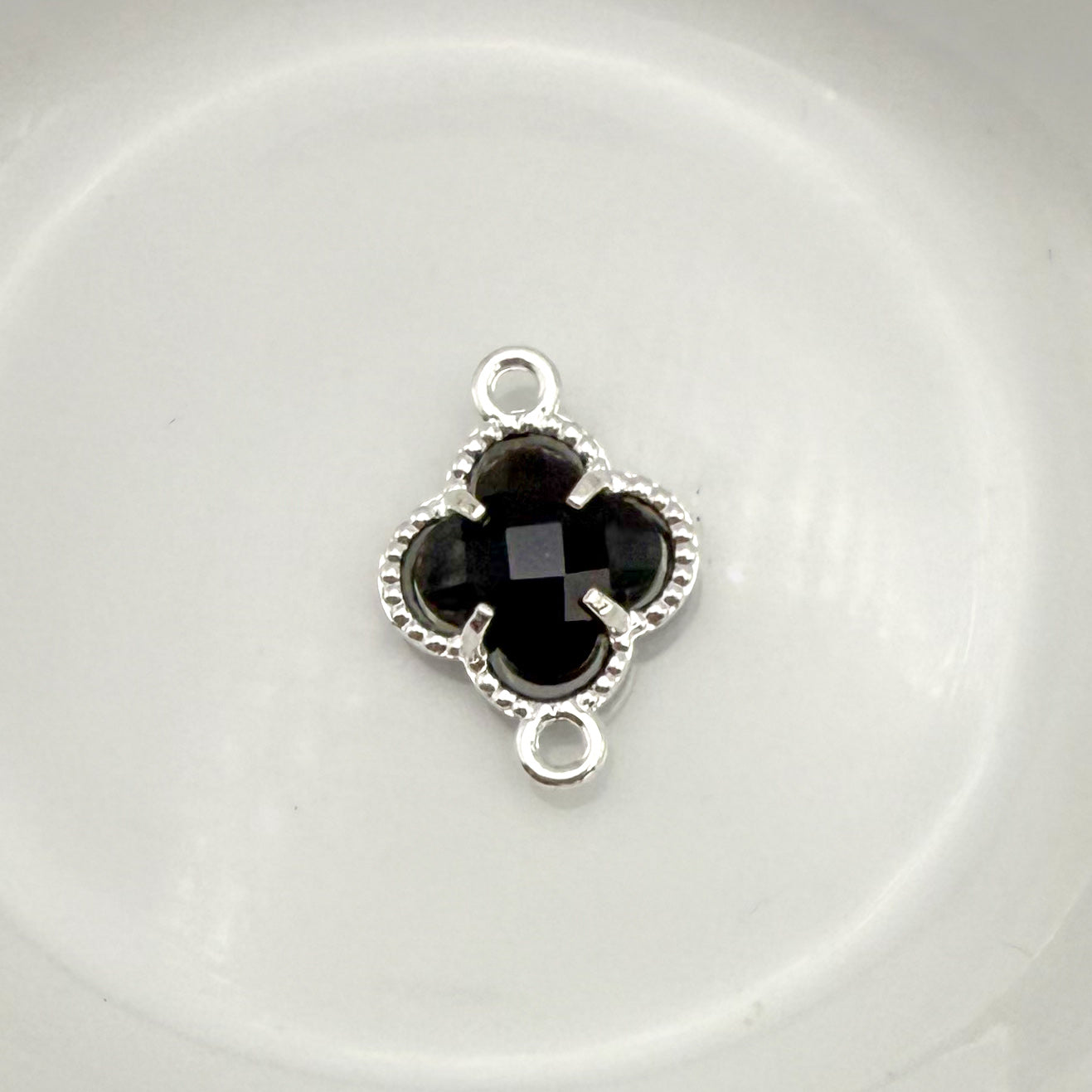 Colorful Double Link Clover Glass Charm Connectors-Gold & Silver