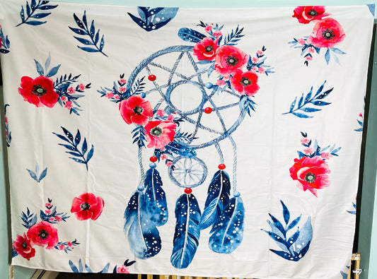 High Quality Floral Blue & Red Dreamcatcher Tapestry