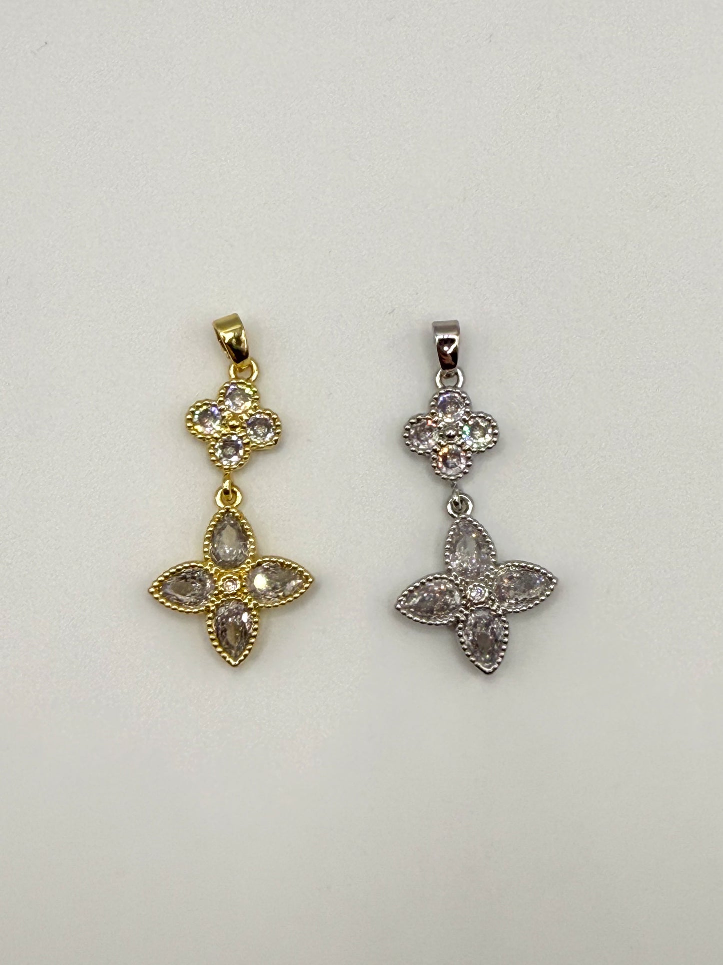 Gold & Silver Double Clover Pendant
