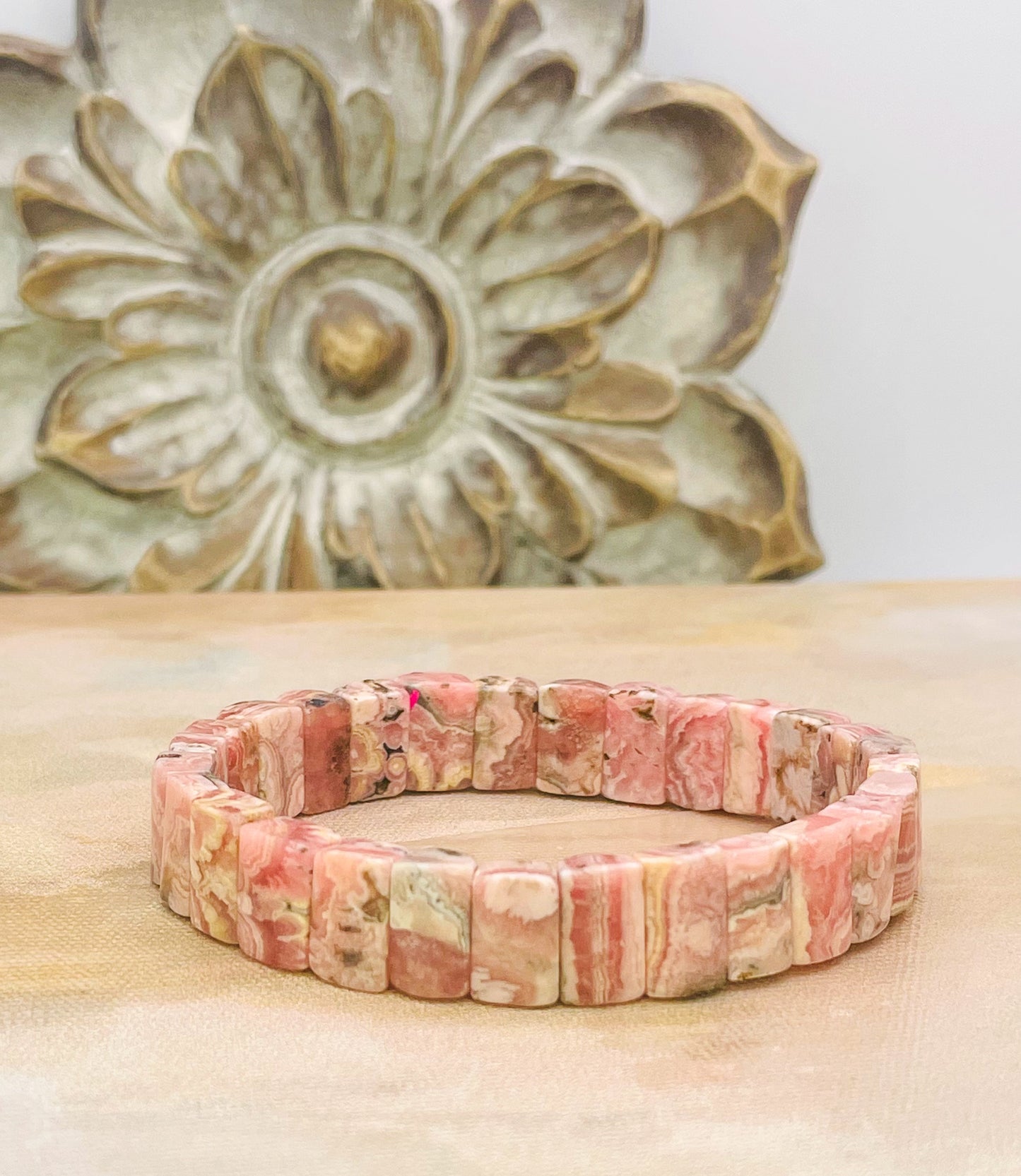 Natural Rhodochrosite Bangle Crystal Bracelet