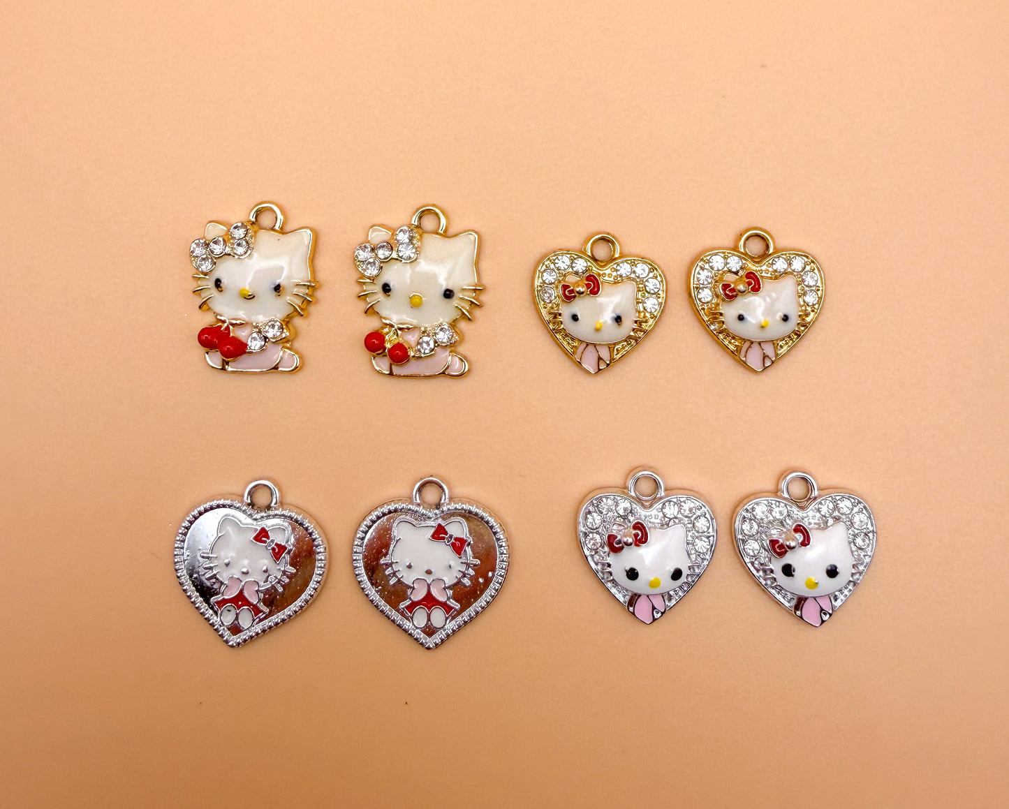 Variety of Gold & Silver Hello Kitty Metal Charms