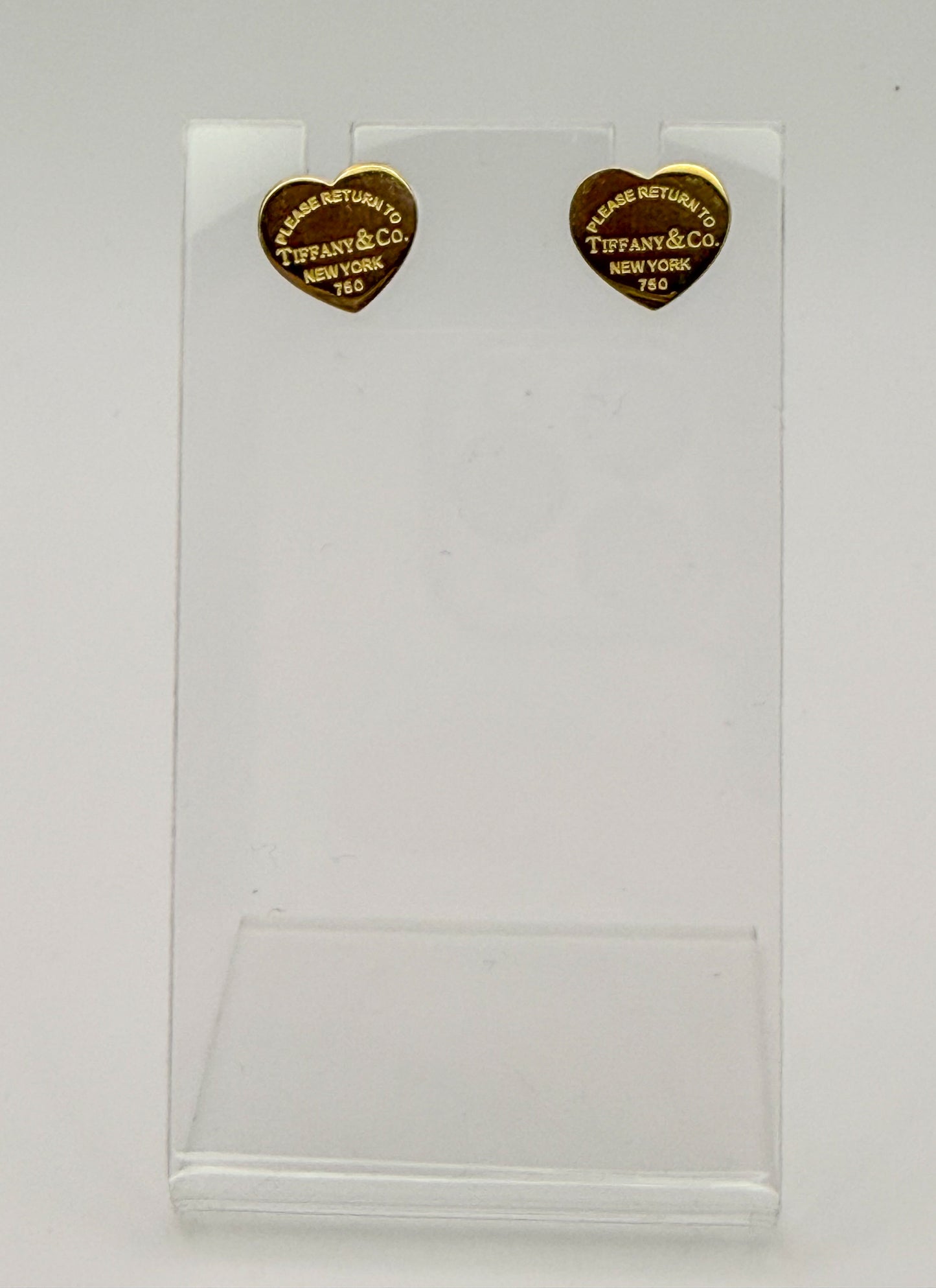 Gold Stainless Steel T&Co. Heart Stud Earrings