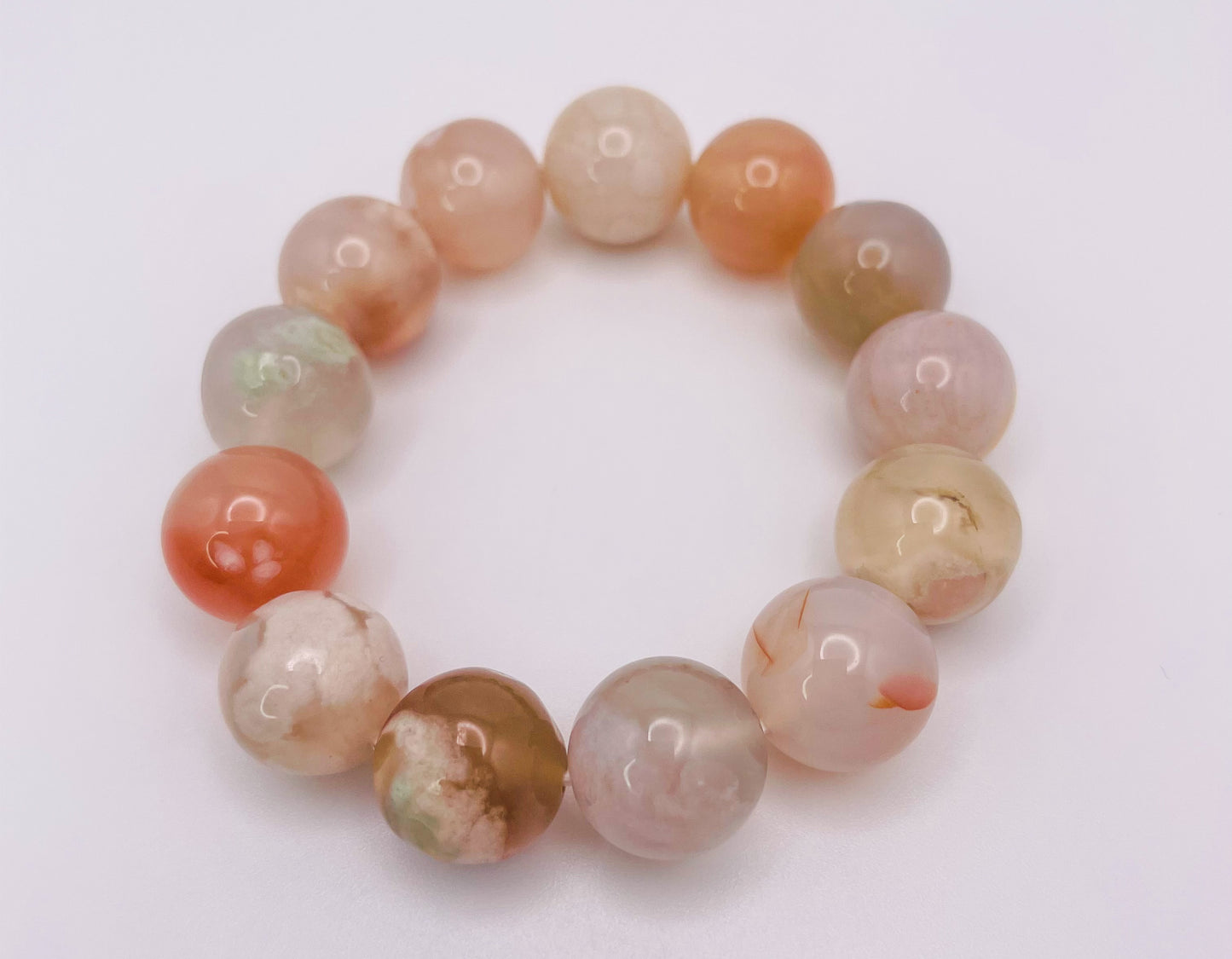 Natural Sakura Flower Agate Crystal Bracelet