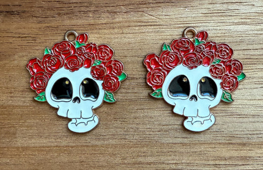 Skull with Rose Head Wrap DIY Charm