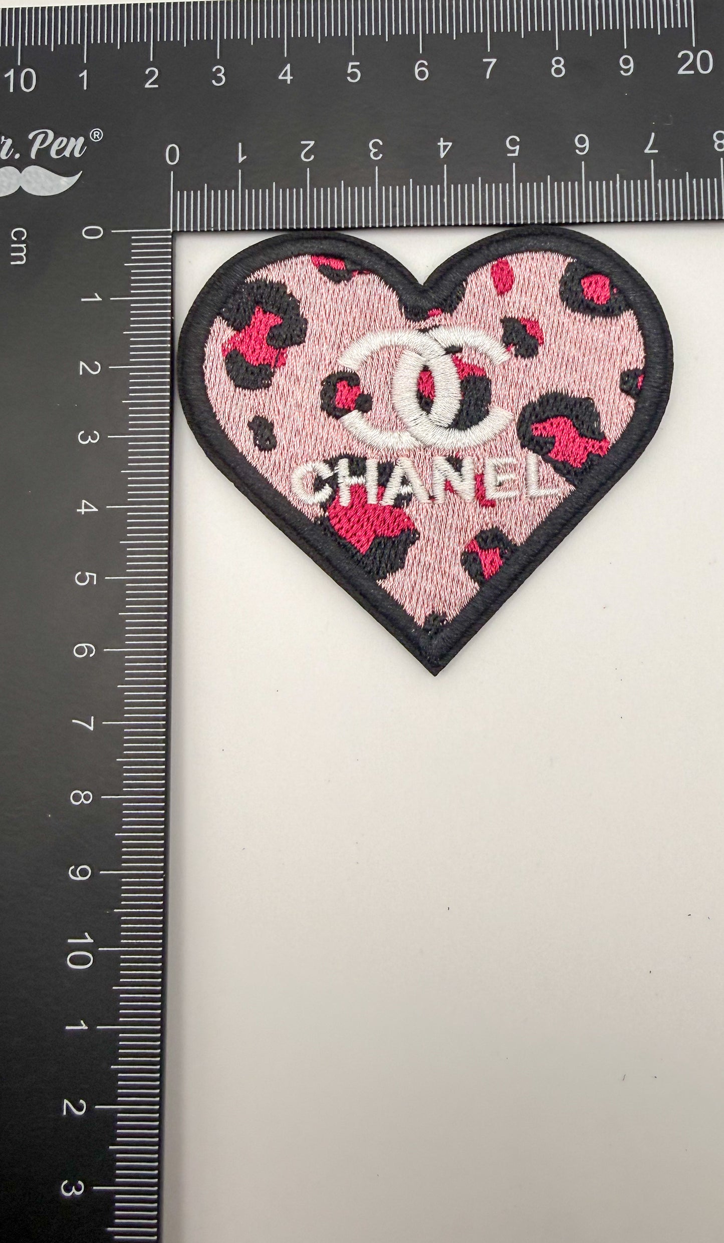 CC Pink Leopard Print Heart Glue On Sew On Fabric DIY Patches