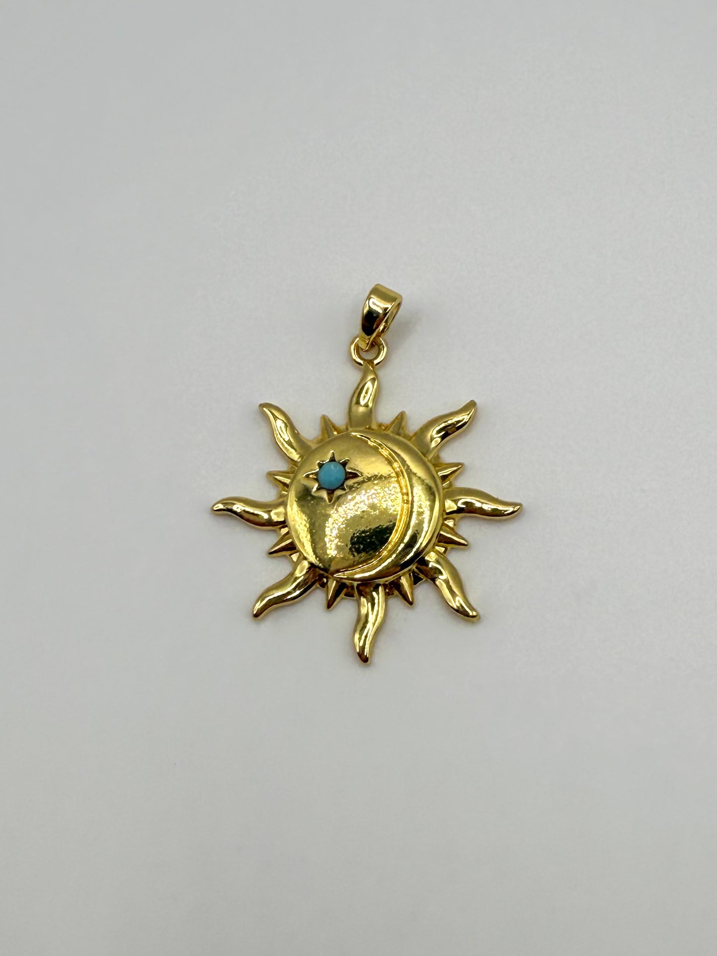 Stainles Steel Gold Moon & Sun Charm Pendant