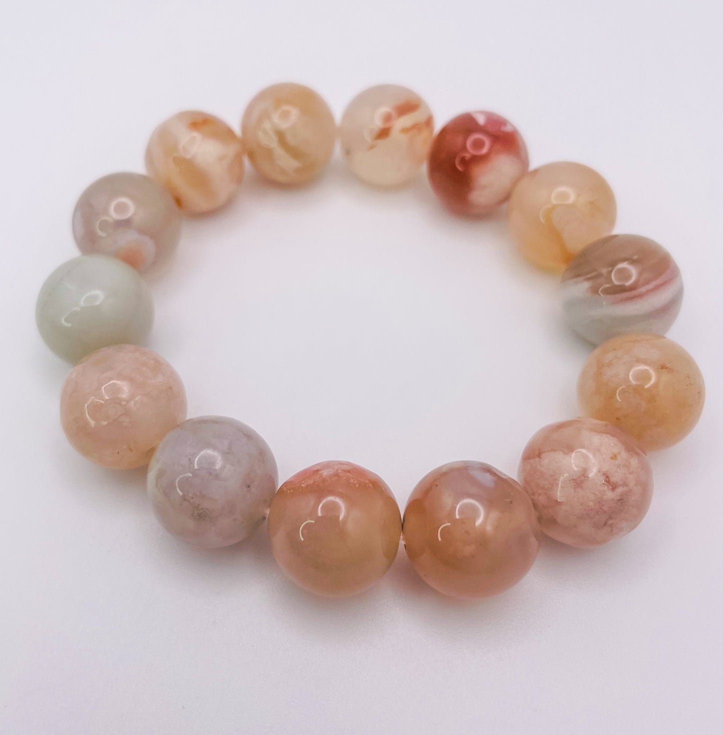 Natural Sakura Flower Agate Crystal Bracelet