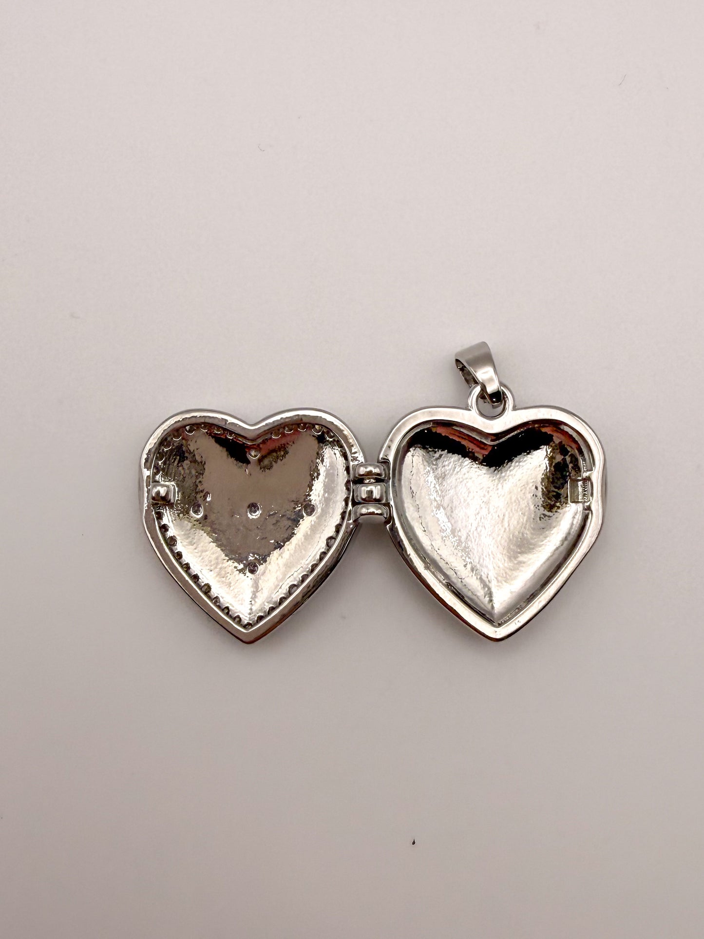 Silver Heart Enameled Emblem Locket Charm Pendant