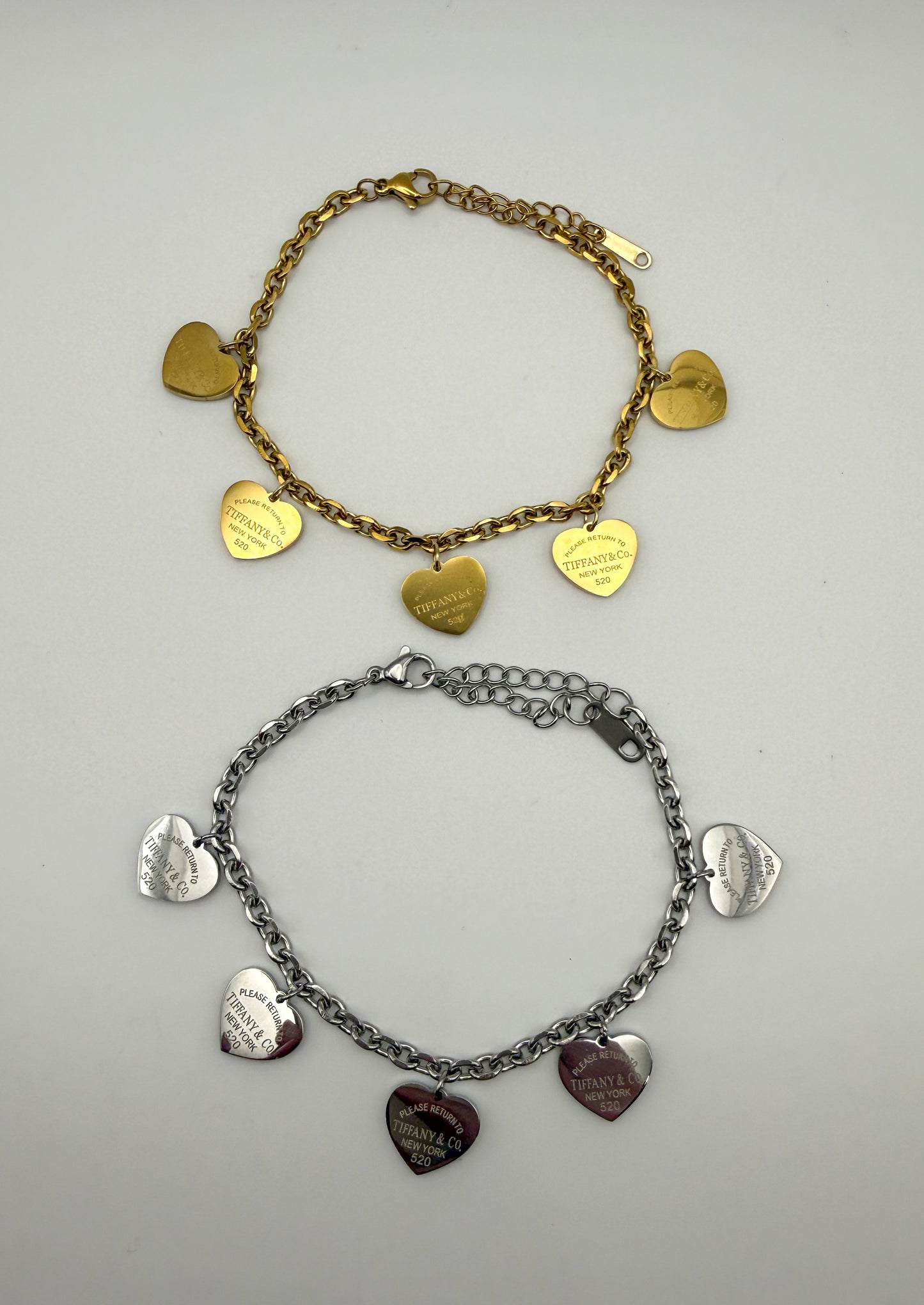 Gold & Silver T&Co Dangle Charm Chain Bracelet