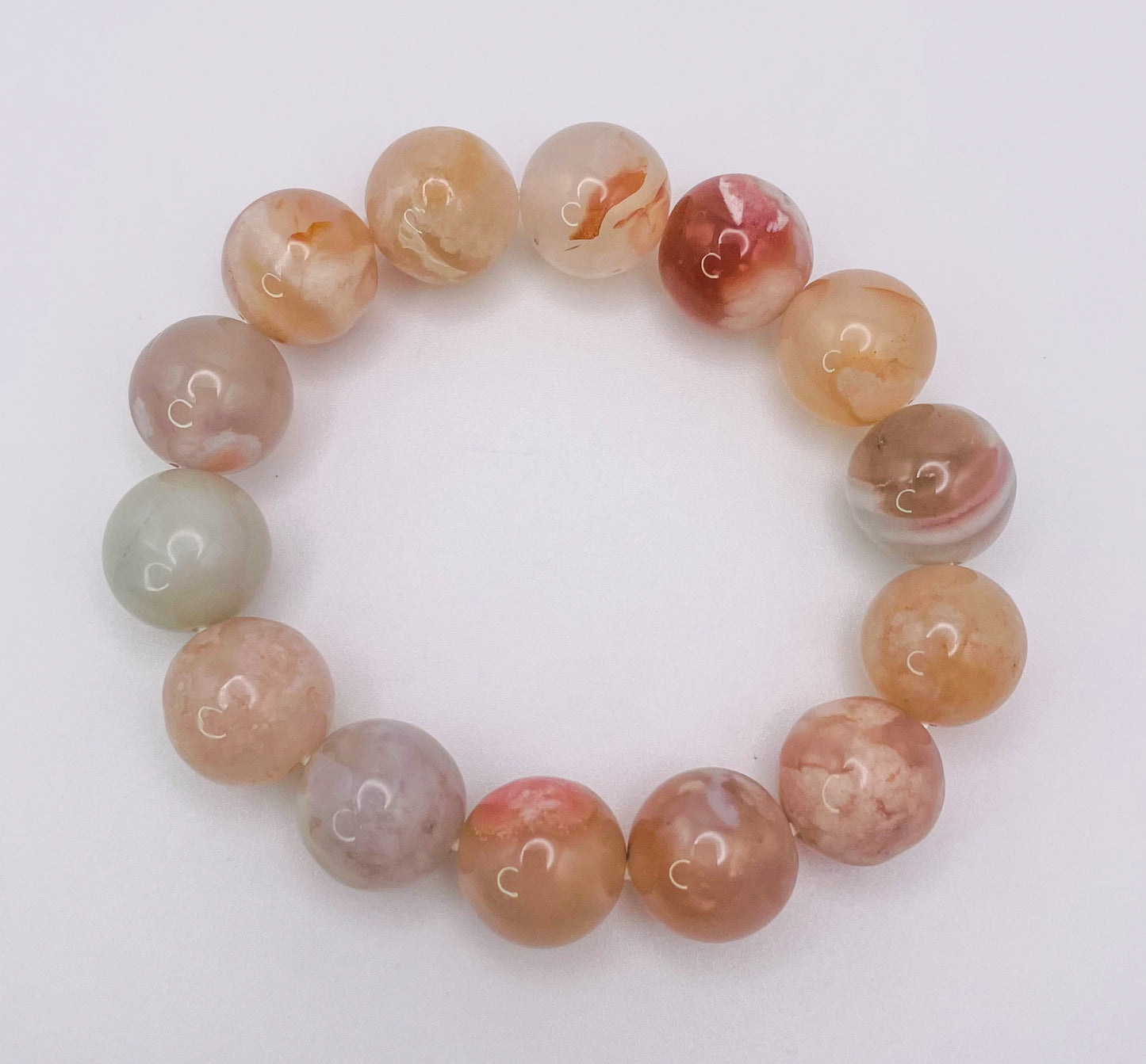 Natural Sakura Flower Agate Crystal Bracelet