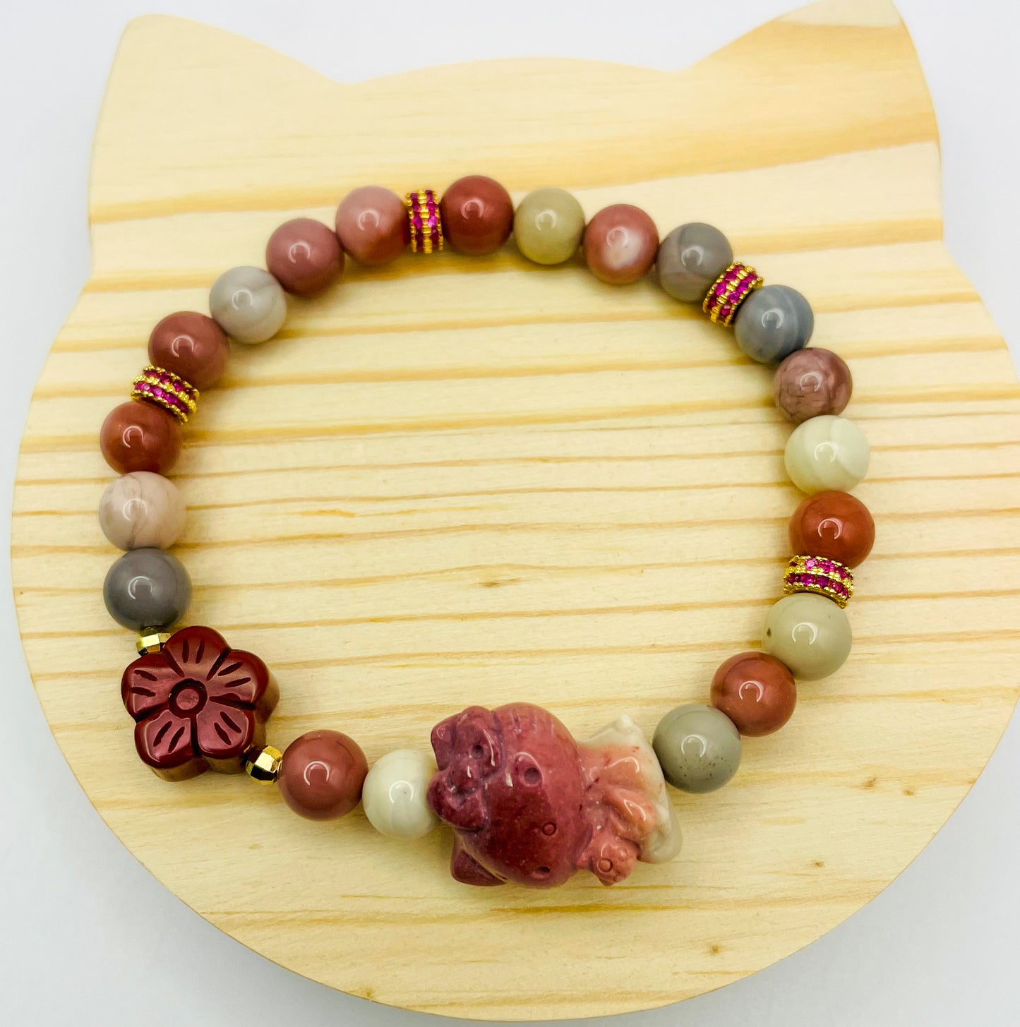 HK Alashan Agate Natural Crystal Statement Bracelet