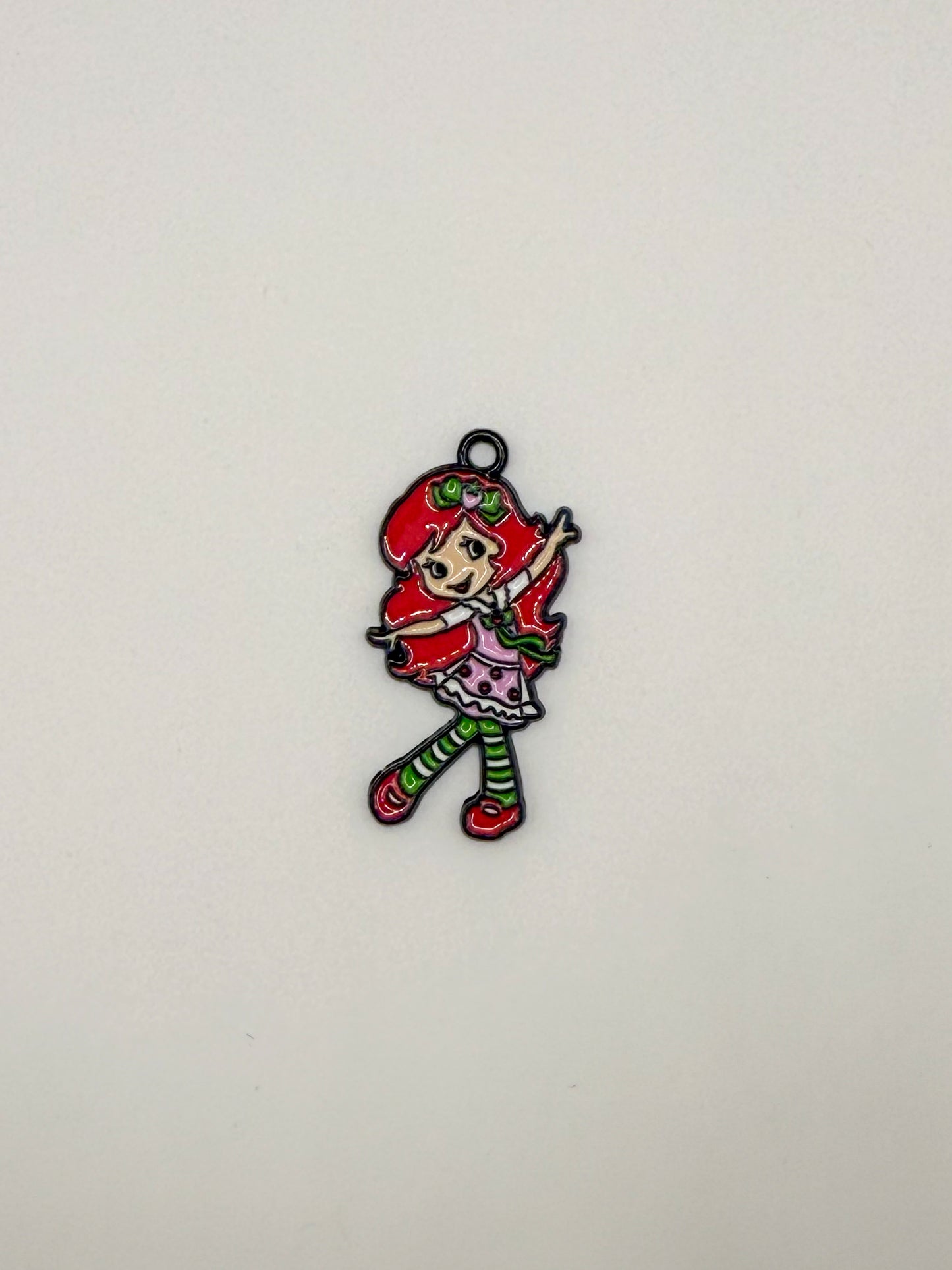 Strawberry Girl Metal Charm