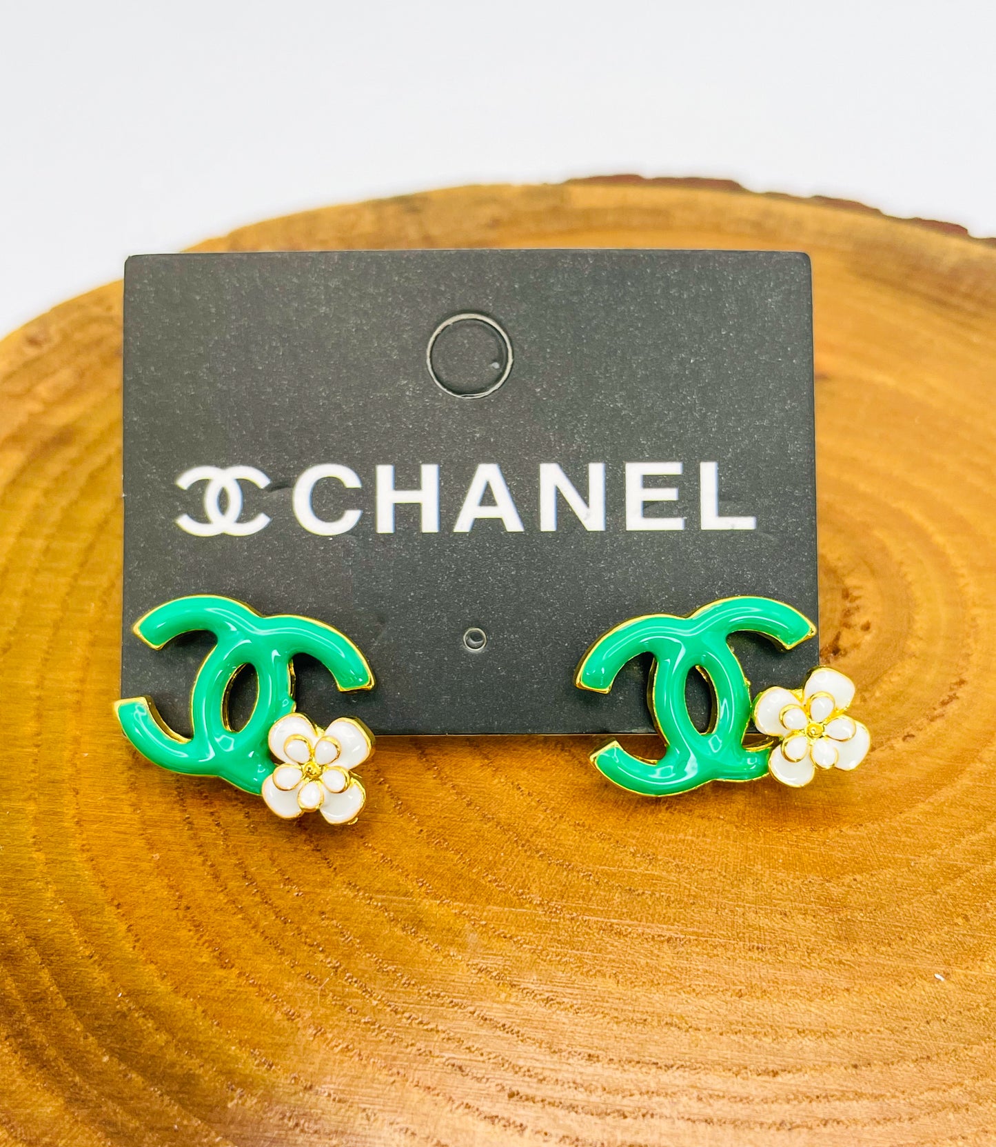 CC Colorful Enamel Gold Stud Earrings