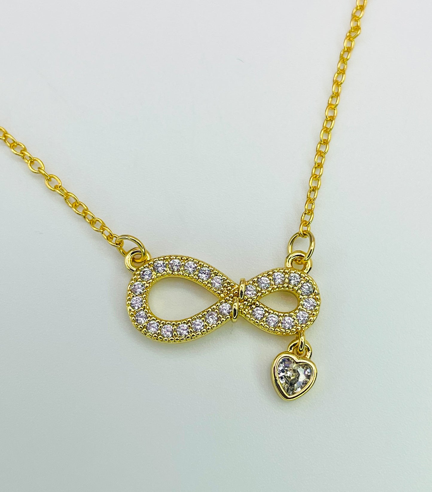 18k Gold Overlay S925 Sterling Silver Infinity Necklace