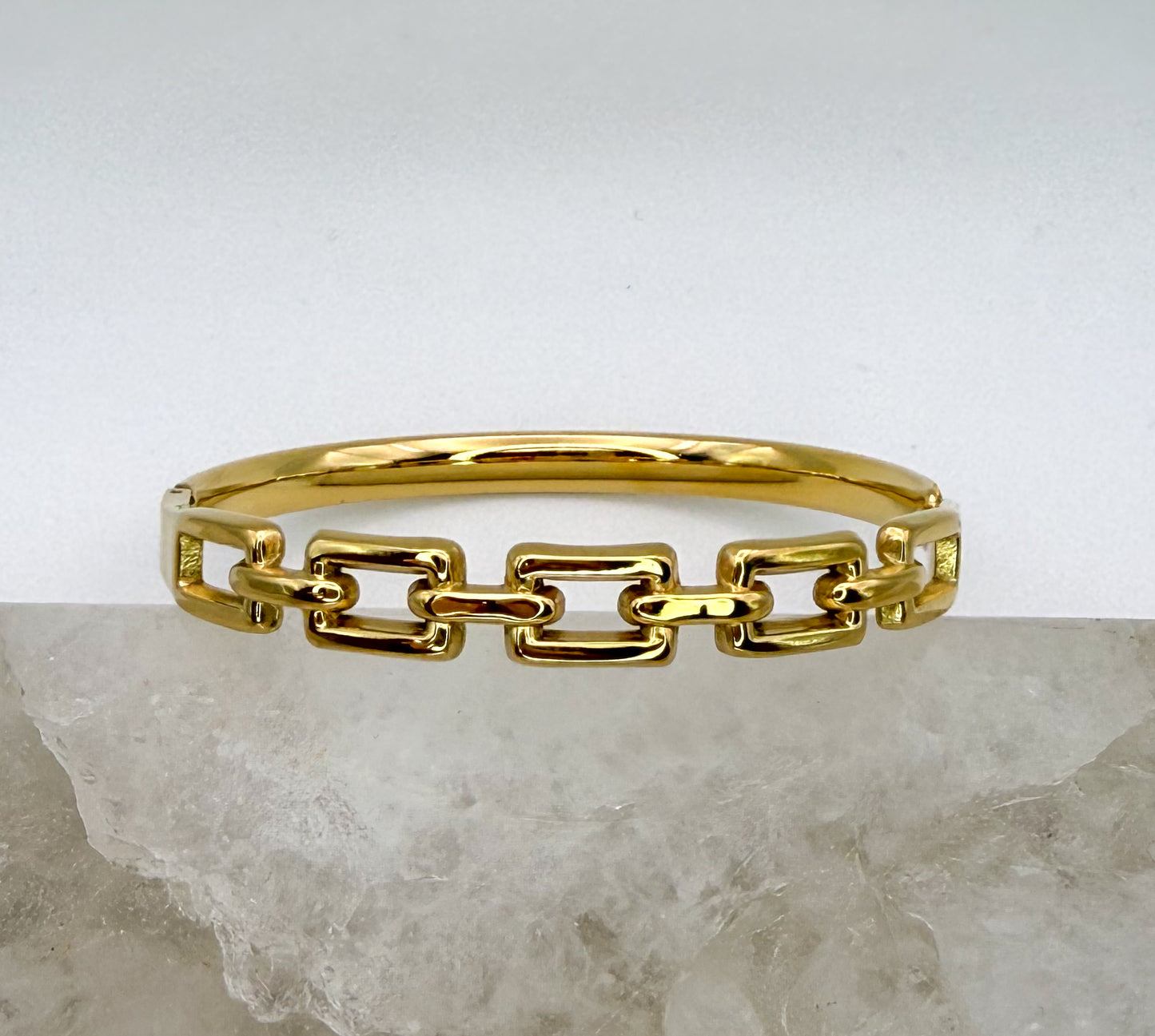 Gold Stainless Steel Chain Link Bangle Bracelet