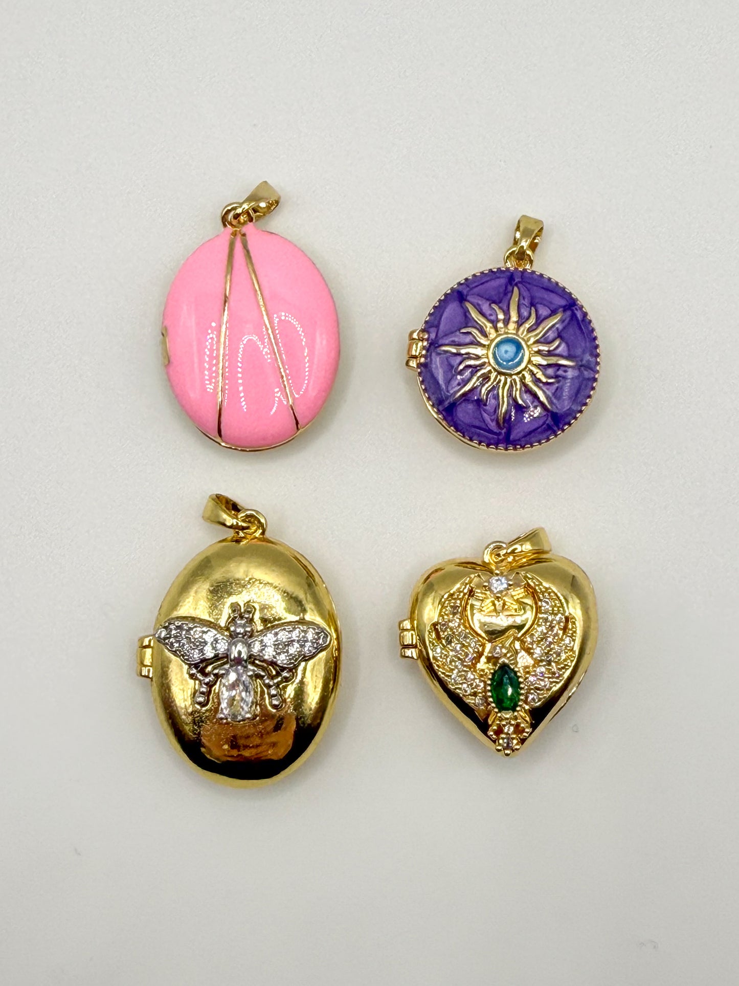 Variety of Gold Locket Charm Pendants