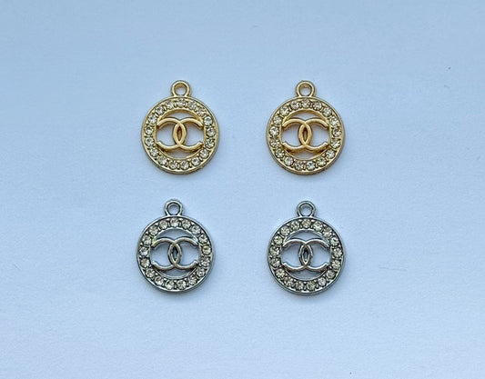 Small Round Gold & Silver CC DIY Metal Charms