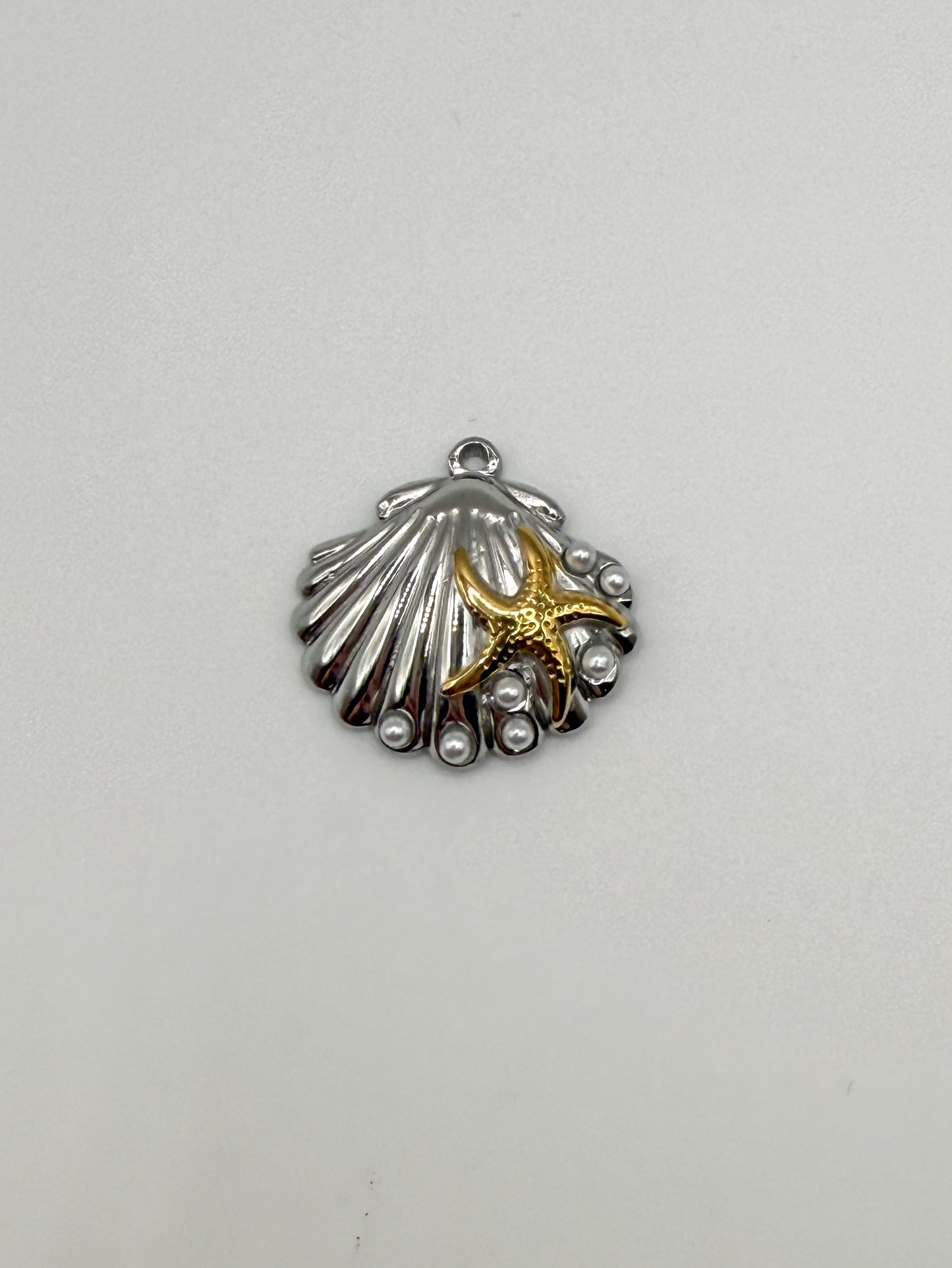 HQ Mixed Metal Ocean Shell Charm Pendant