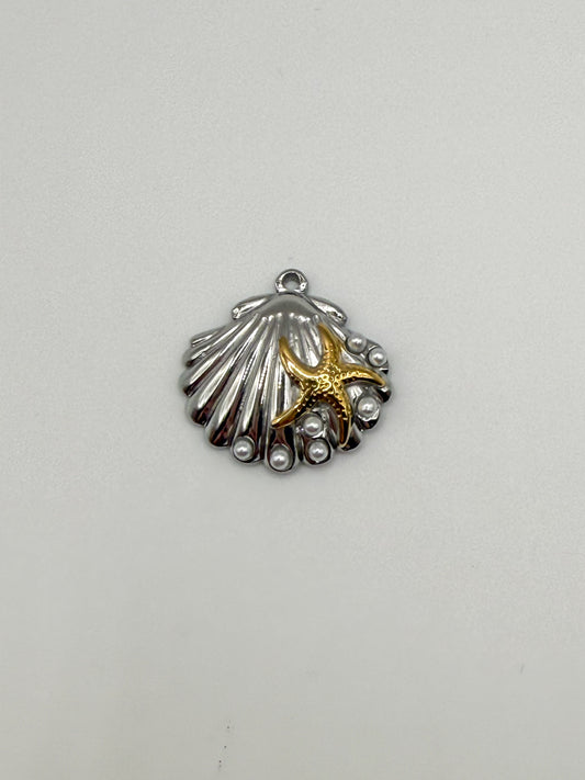 HQ Mixed Metal Ocean Shell Charm Pendant