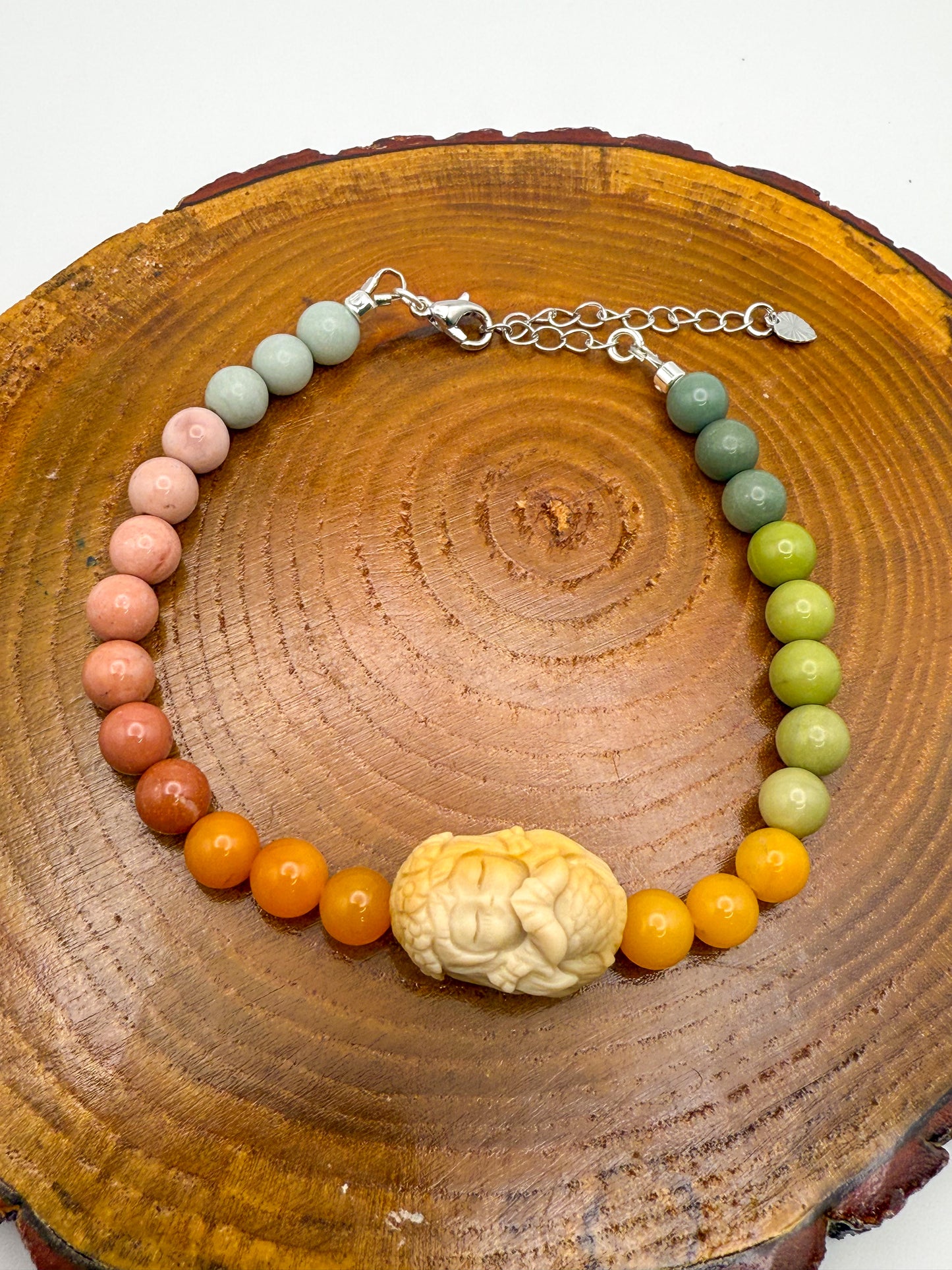 Natural Alashan Agate Peaceful Mermaid Adjustable Bracelet