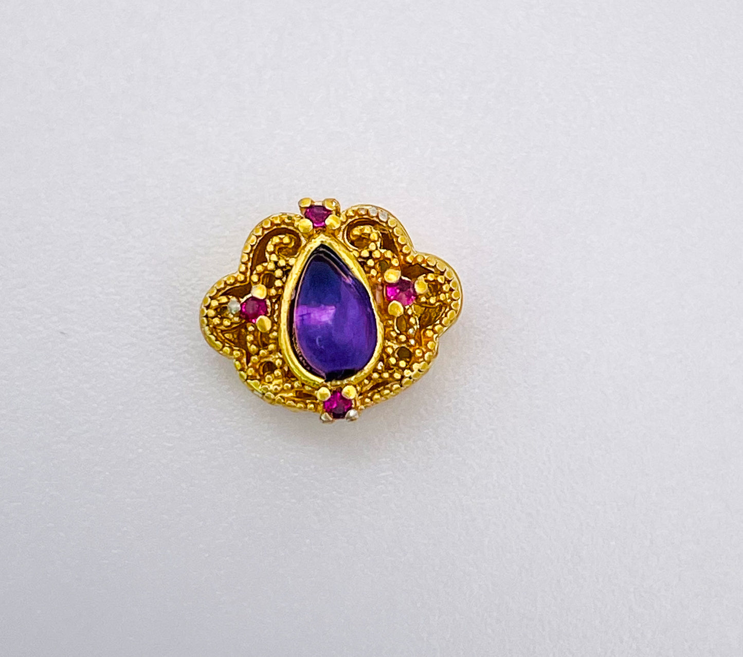 Purple Lepidolite Gold Crown Charm Beads