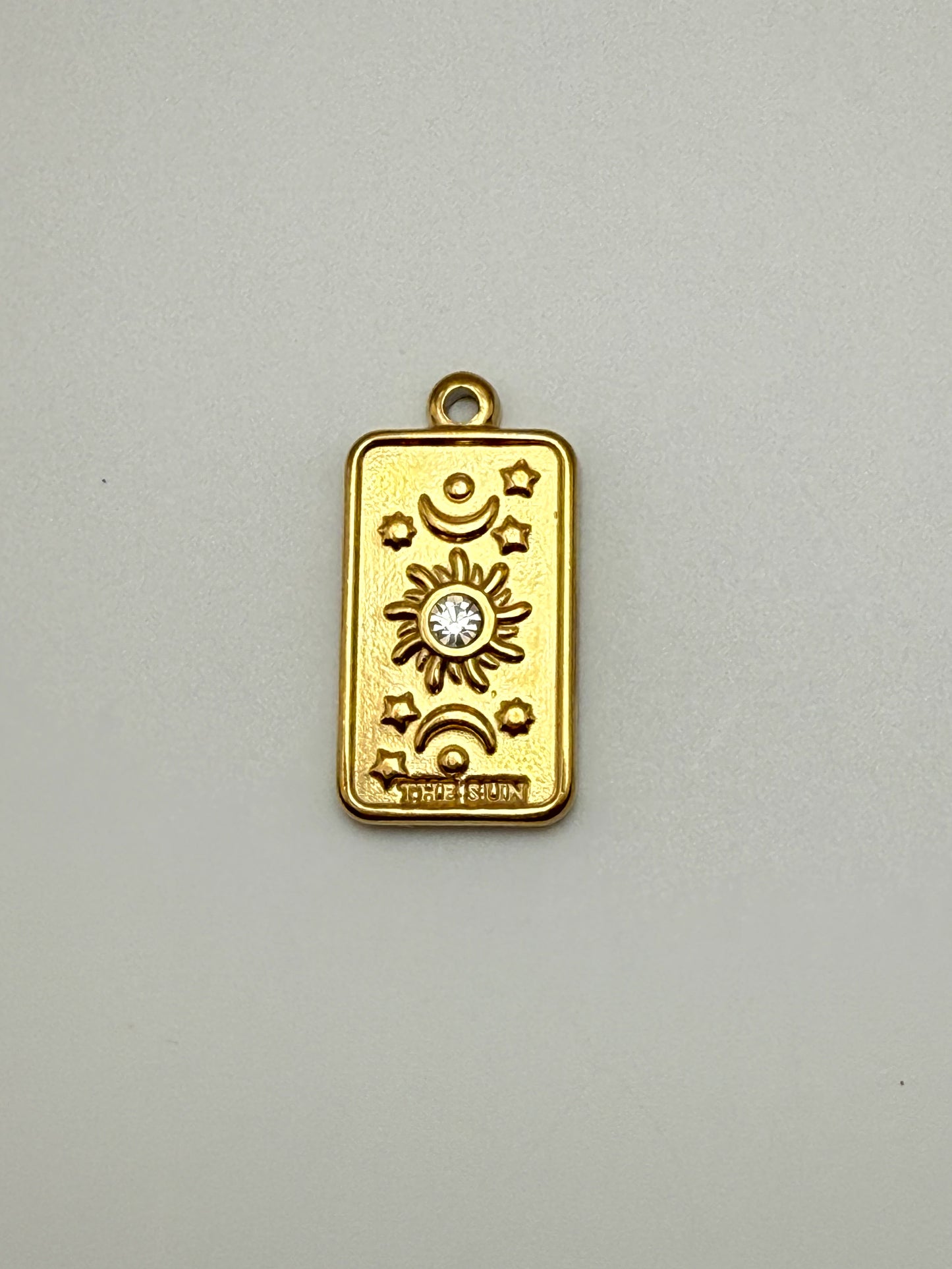 Stainless Steel Gold ‘The Sun’ Card Charm Pendant
