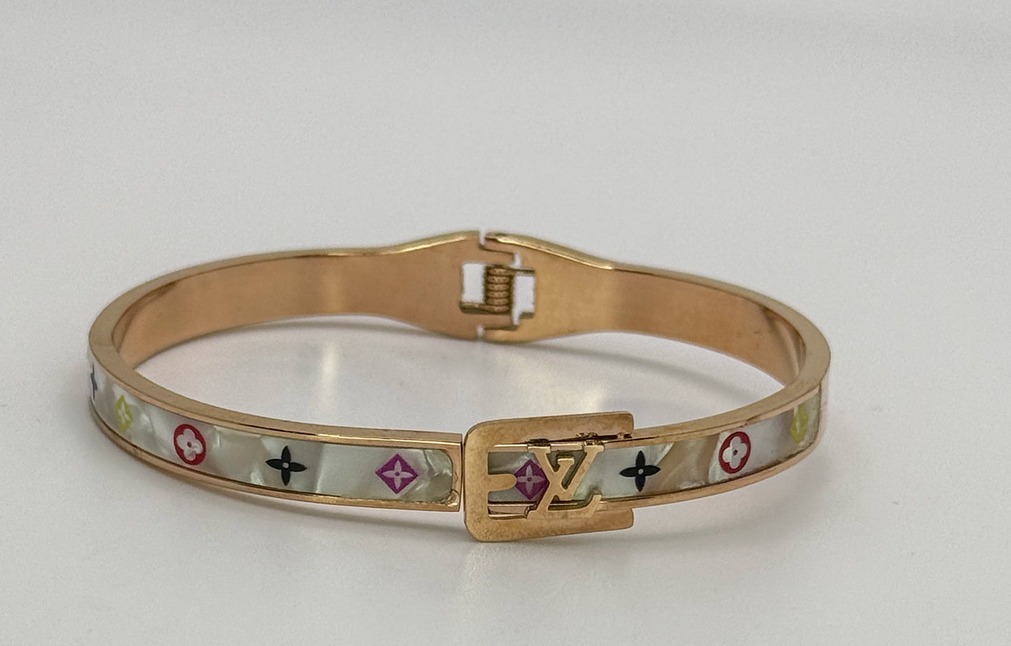 LV Gold Mother of Pearl Shell Bangle Bracelet
