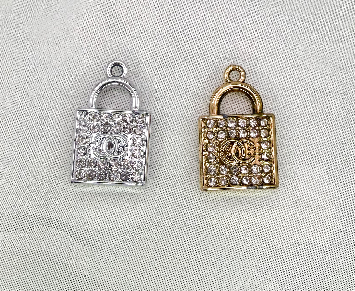 CC Rhinestone Lock Metal Charms