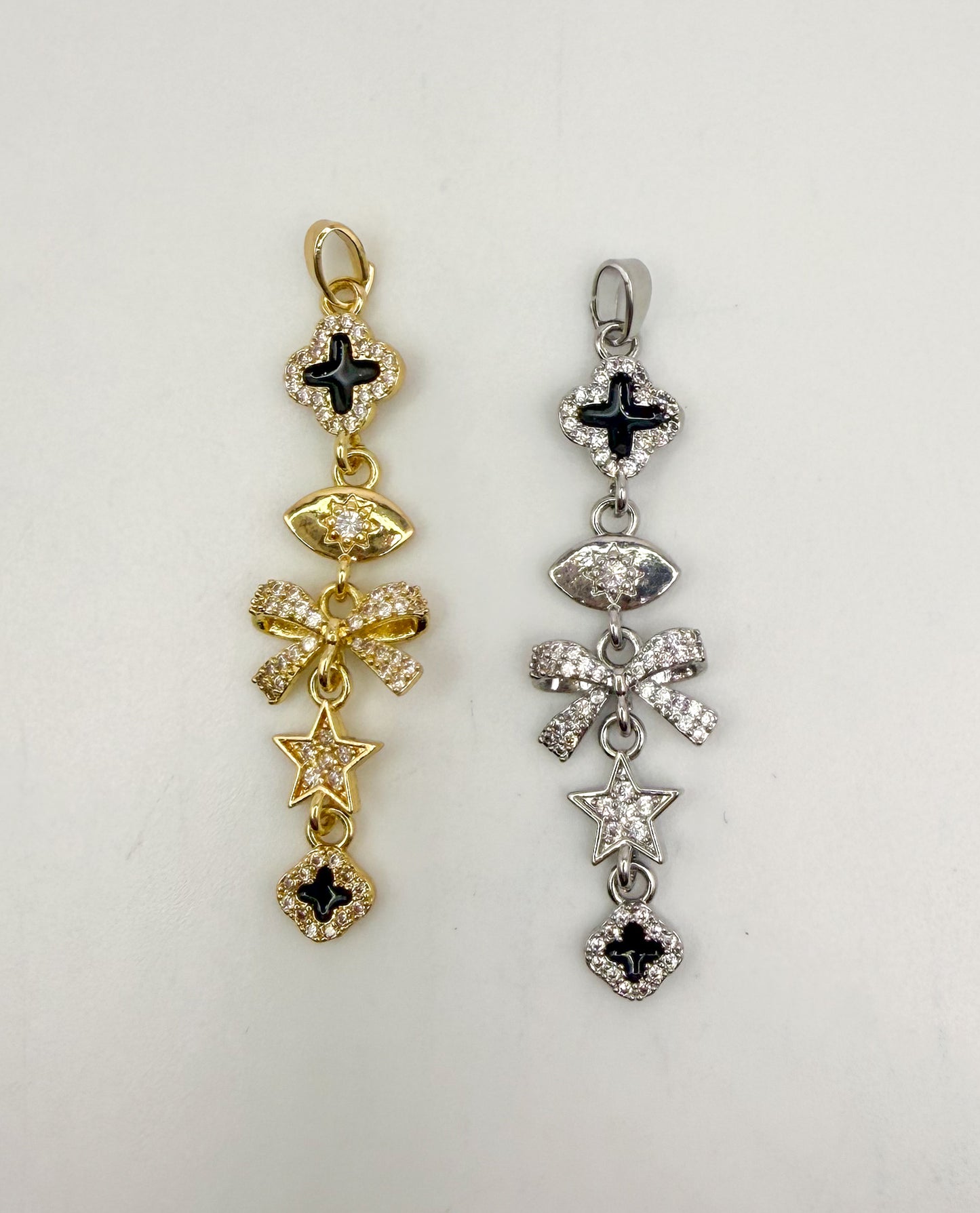 Gold & Silver Clover Dangling Charms Pendant