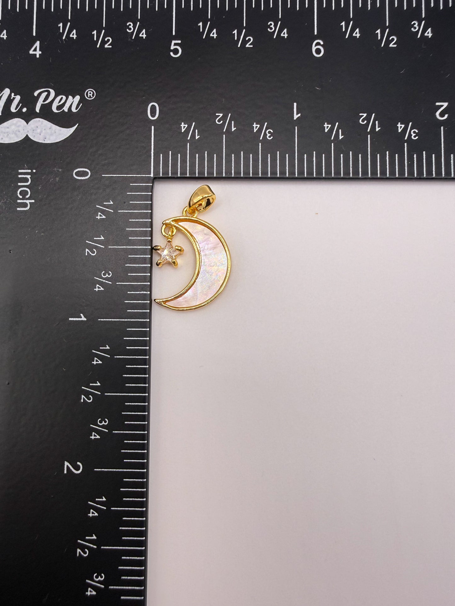 Mother of Pearl Shell Moon & Star Charm Pendants