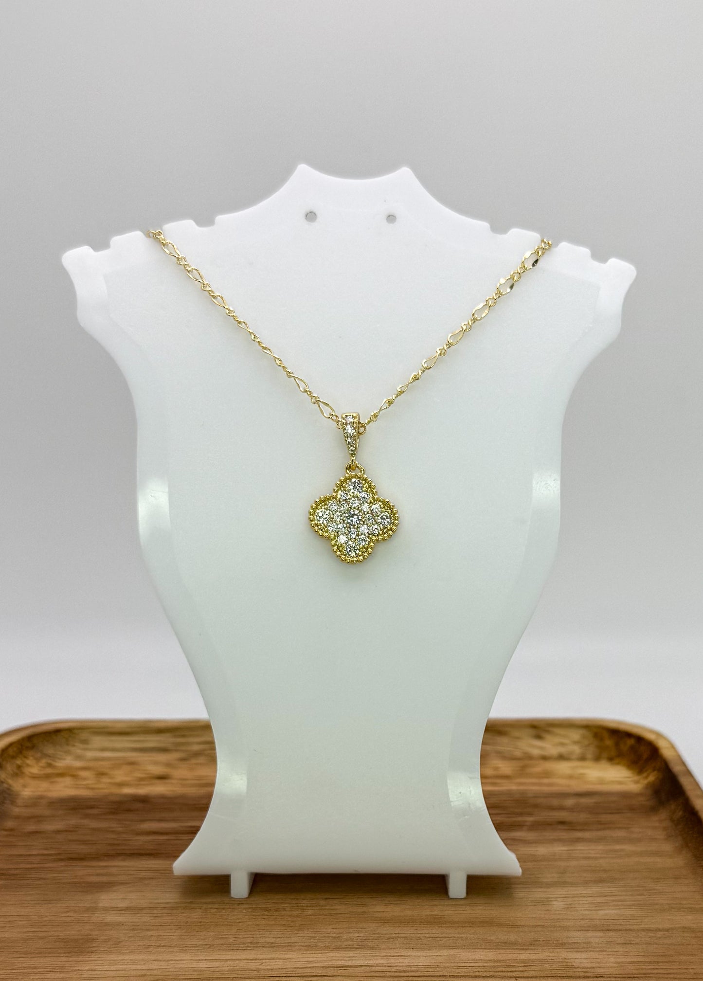 Sparkling Gold Clover Necklace