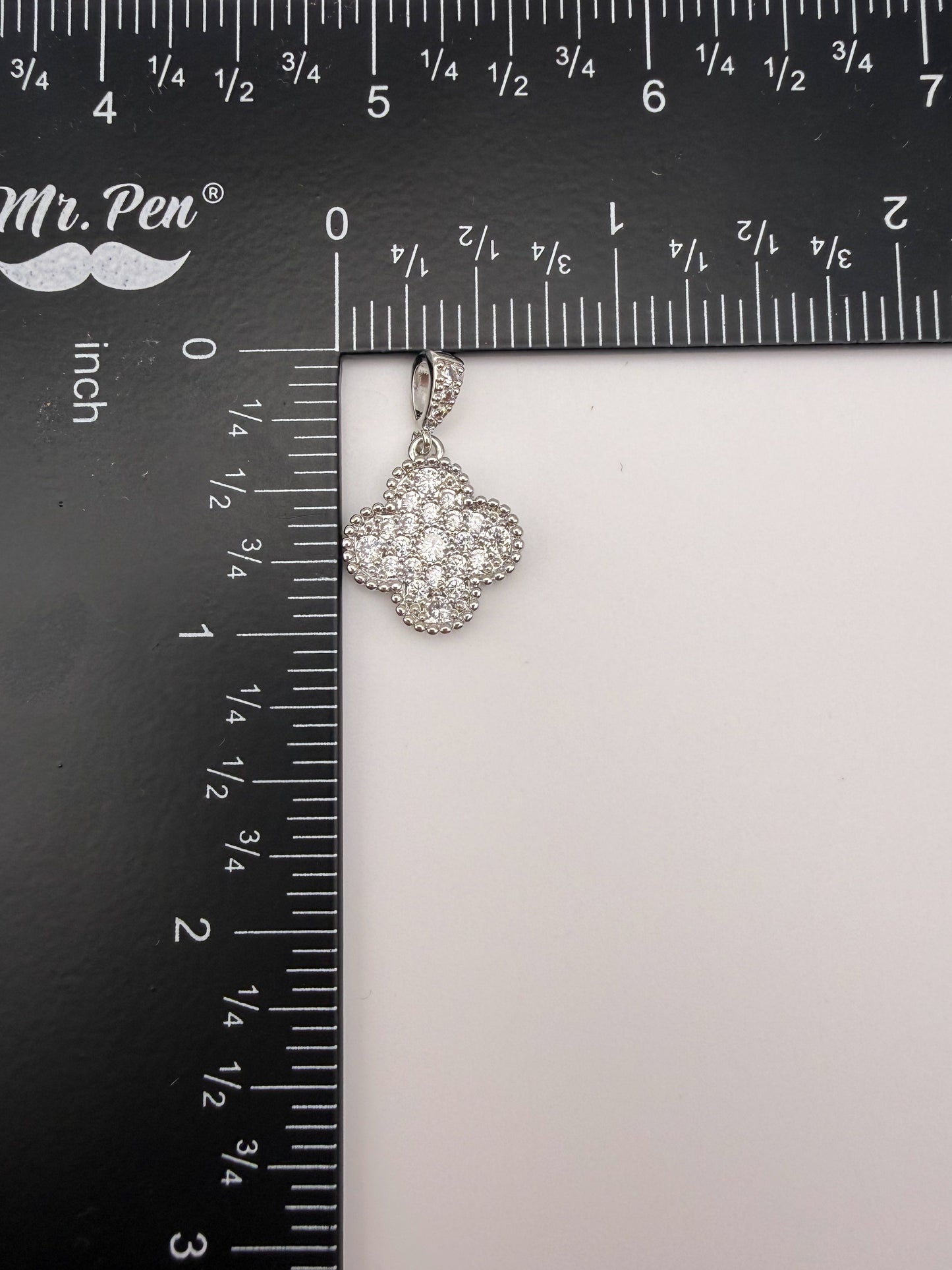 Gold & Silver Zircon Covered Clover  Charm Pendants