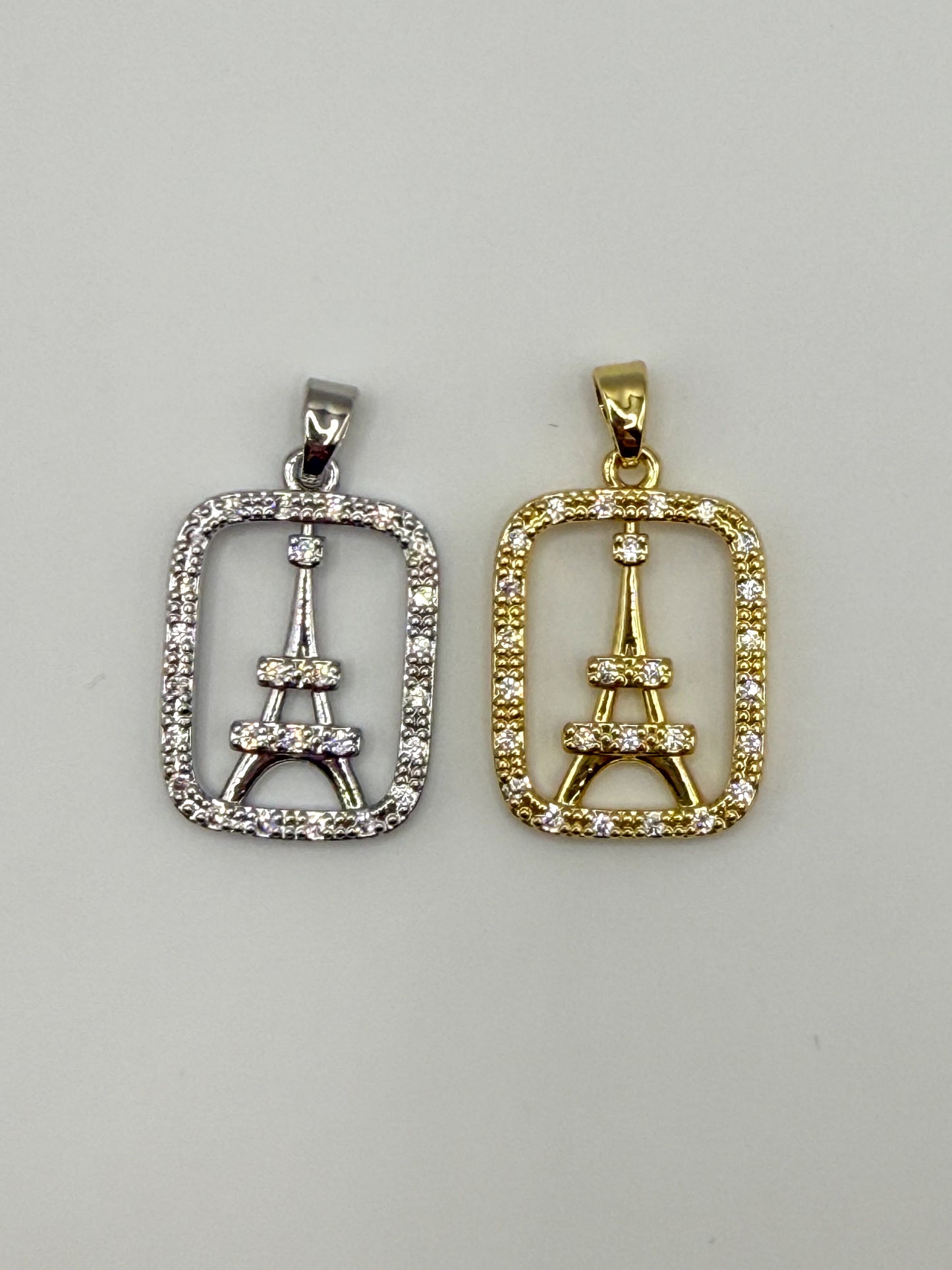 Eiffel Tower Gold & Silver Charm Pendant