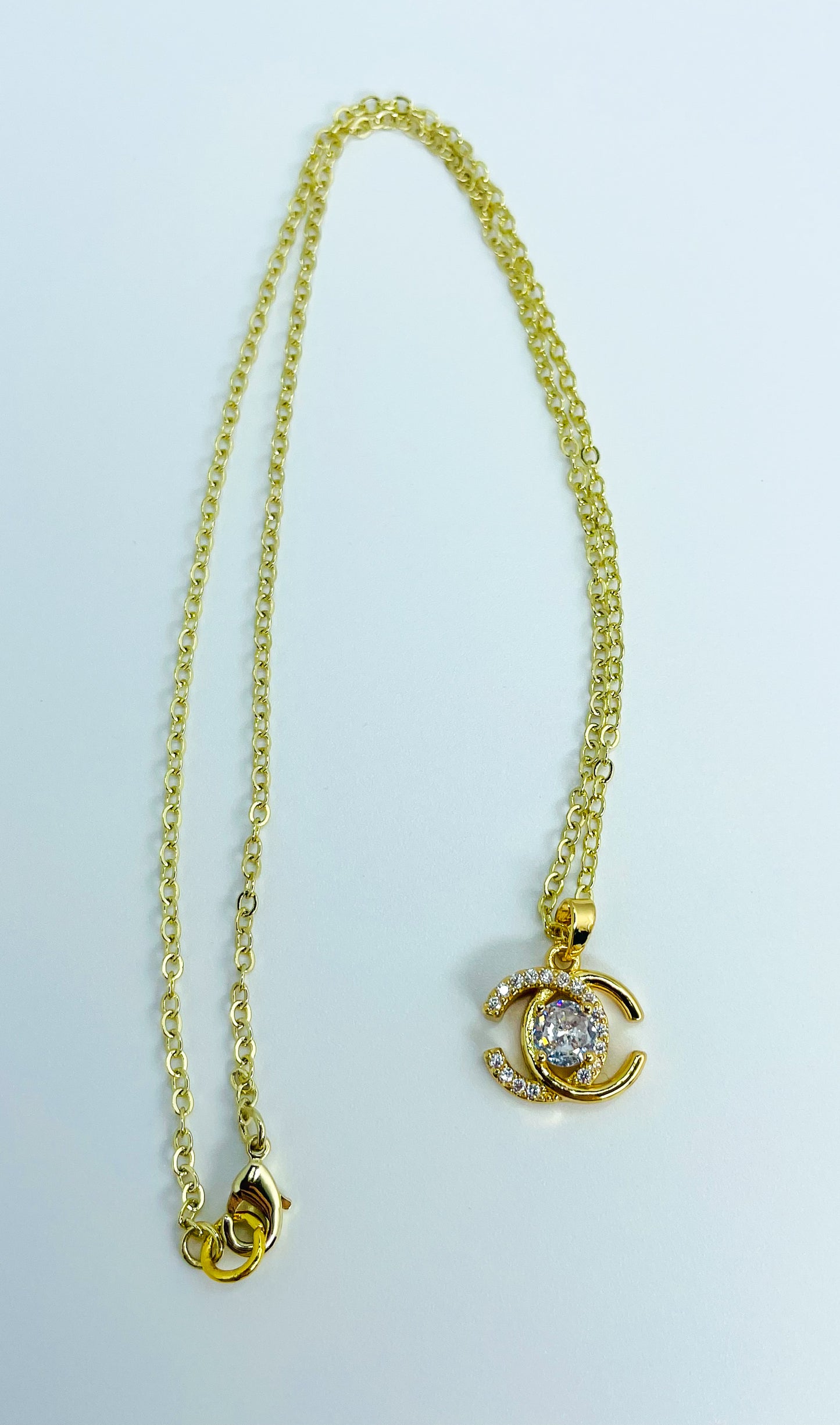 Gold CC Moissanite Diamond Necklace