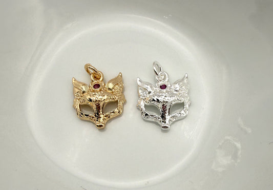 Gold & Silver Fox Mask Metal Charms