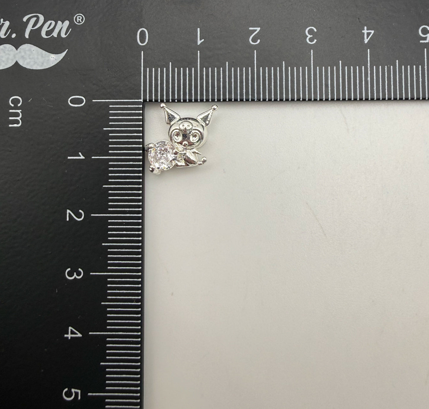 Sanrio’s Kuromi “KuKu” Gold and Silver Metal Spacer Charm Beads with Cubic Zirconia