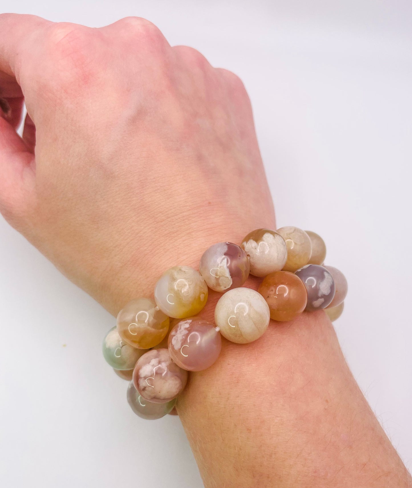 Natural Sakura Flower Agate Crystal Bracelet